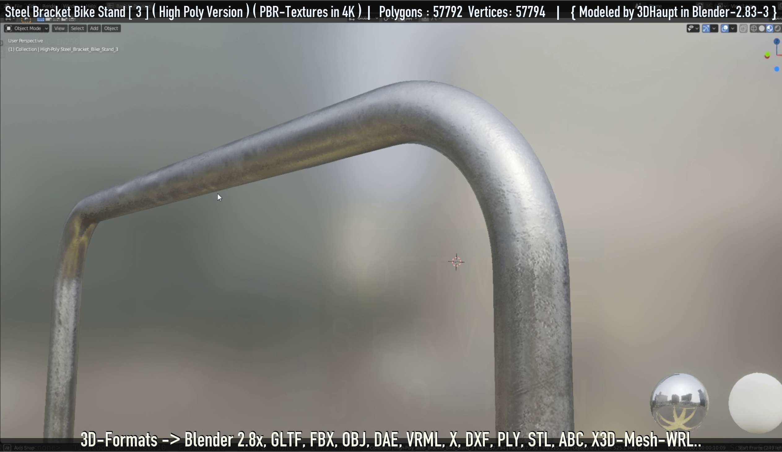 Steel Bracket Bike Stand -3- High Poly 3D model_37