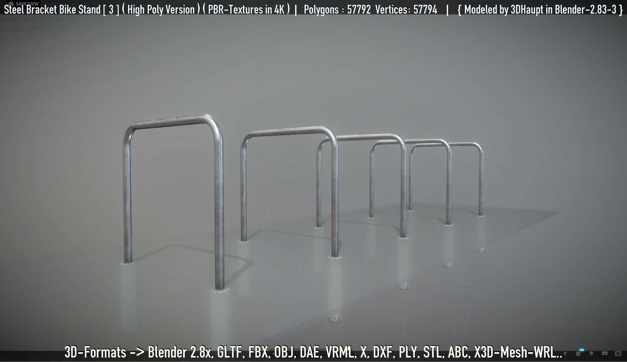 Steel Bracket Bike Stand -3- High Poly 3D model_104