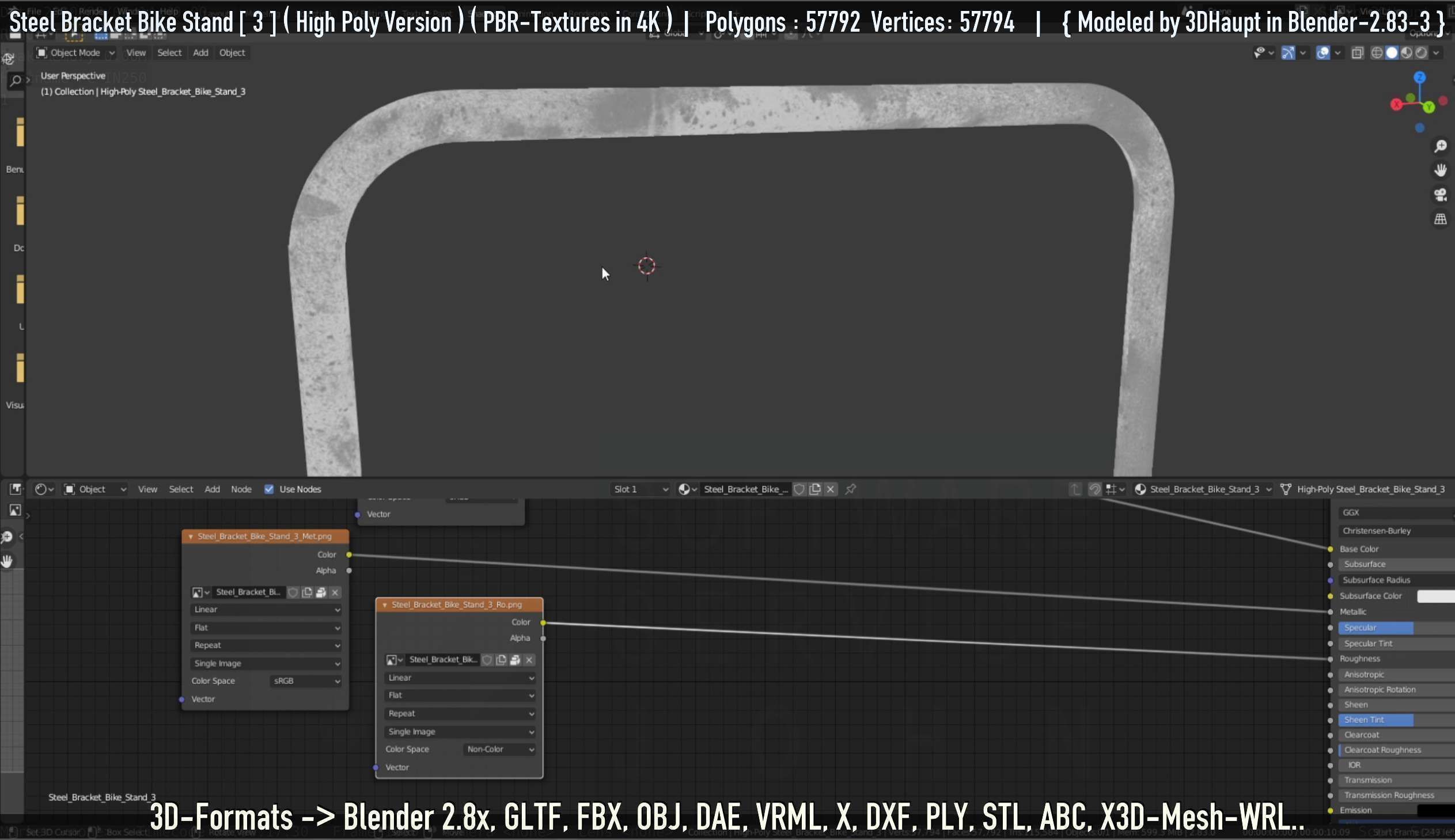 Steel Bracket Bike Stand -3- High Poly 3D model_10