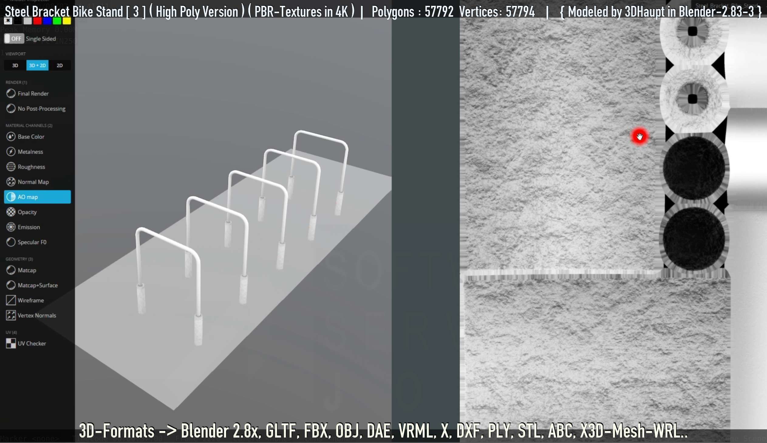 Steel Bracket Bike Stand -3- High Poly 3D model_16