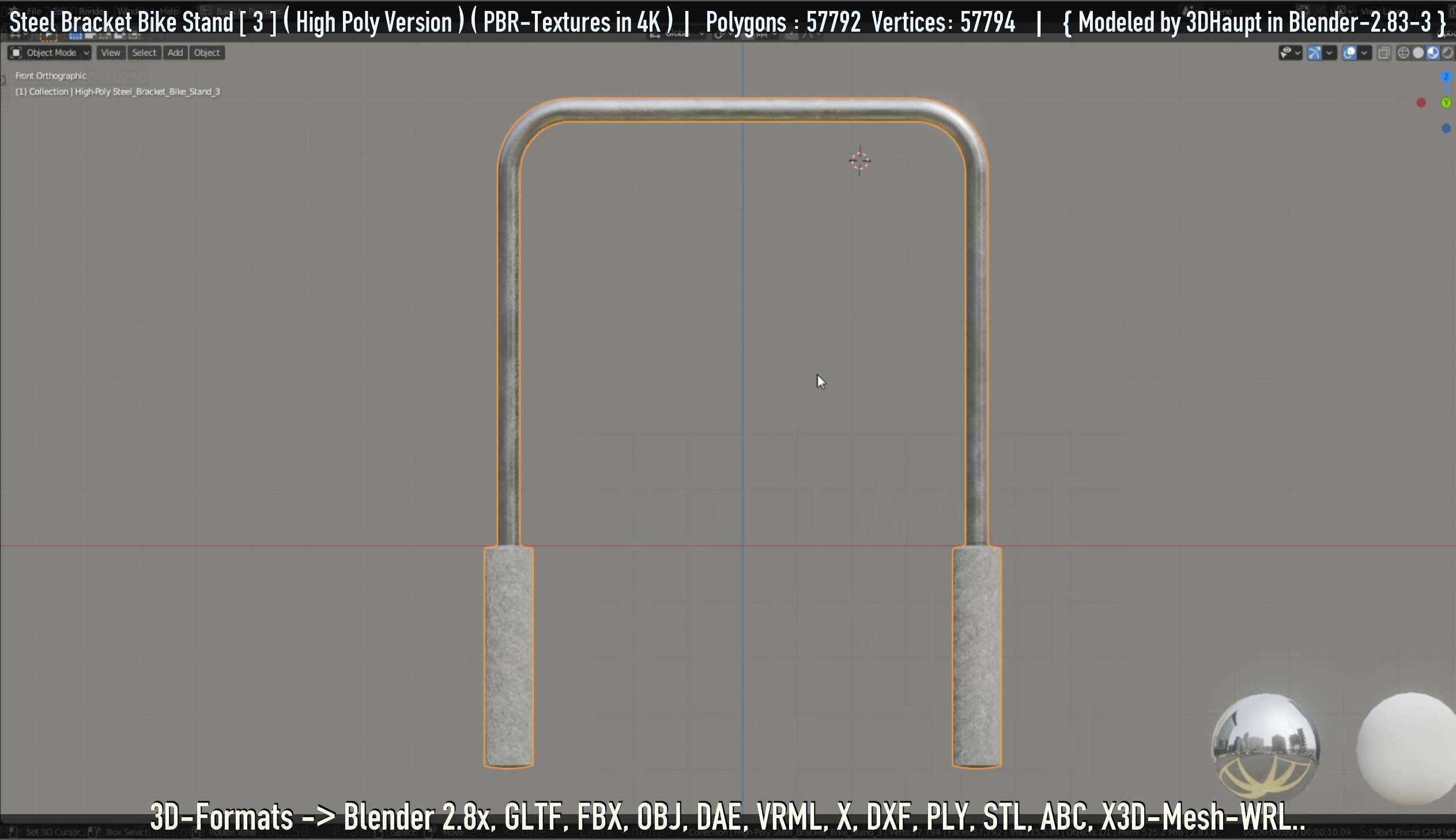 Steel Bracket Bike Stand -3- High Poly 3D model_49