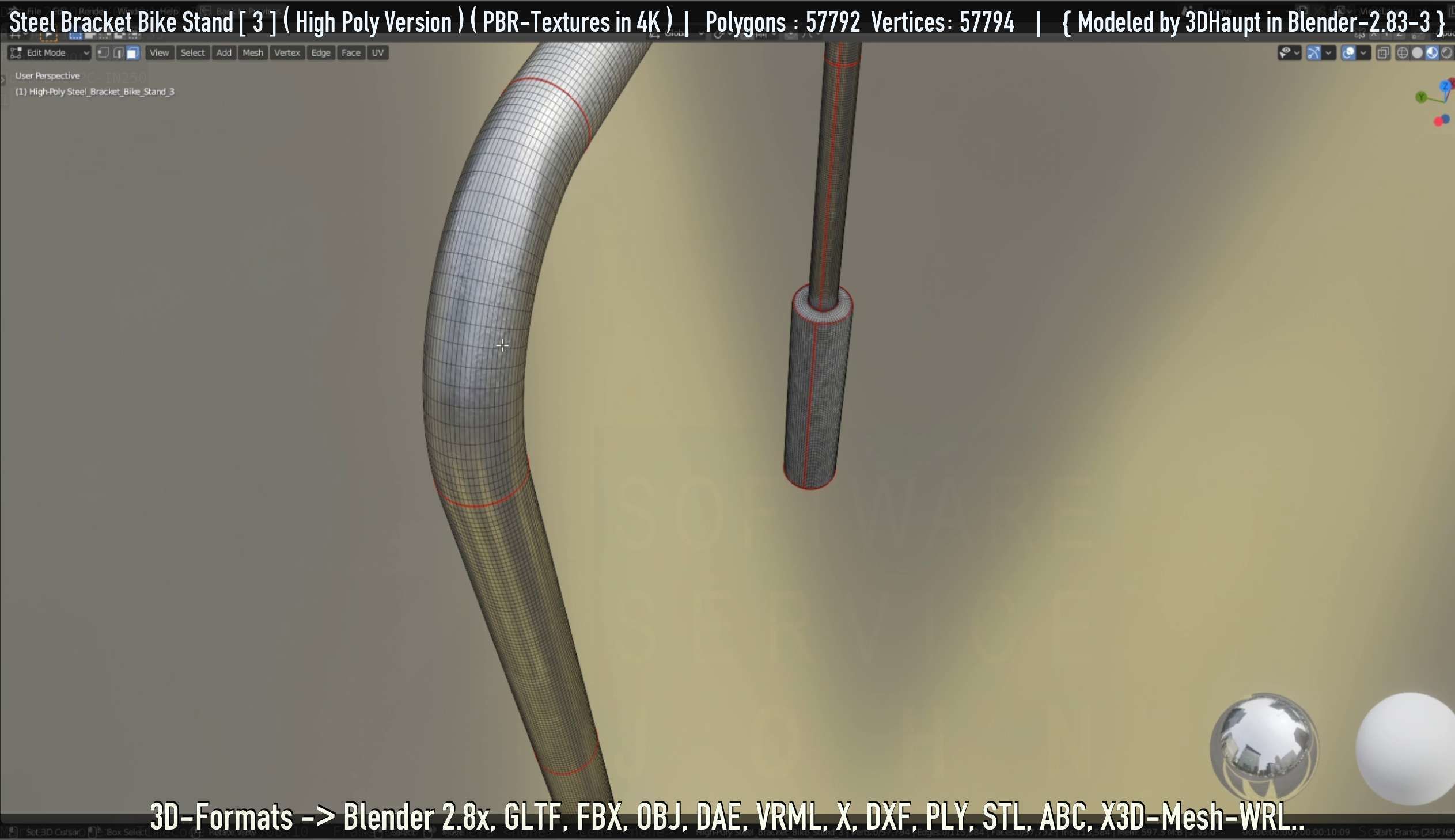 Steel Bracket Bike Stand -3- High Poly 3D model_71