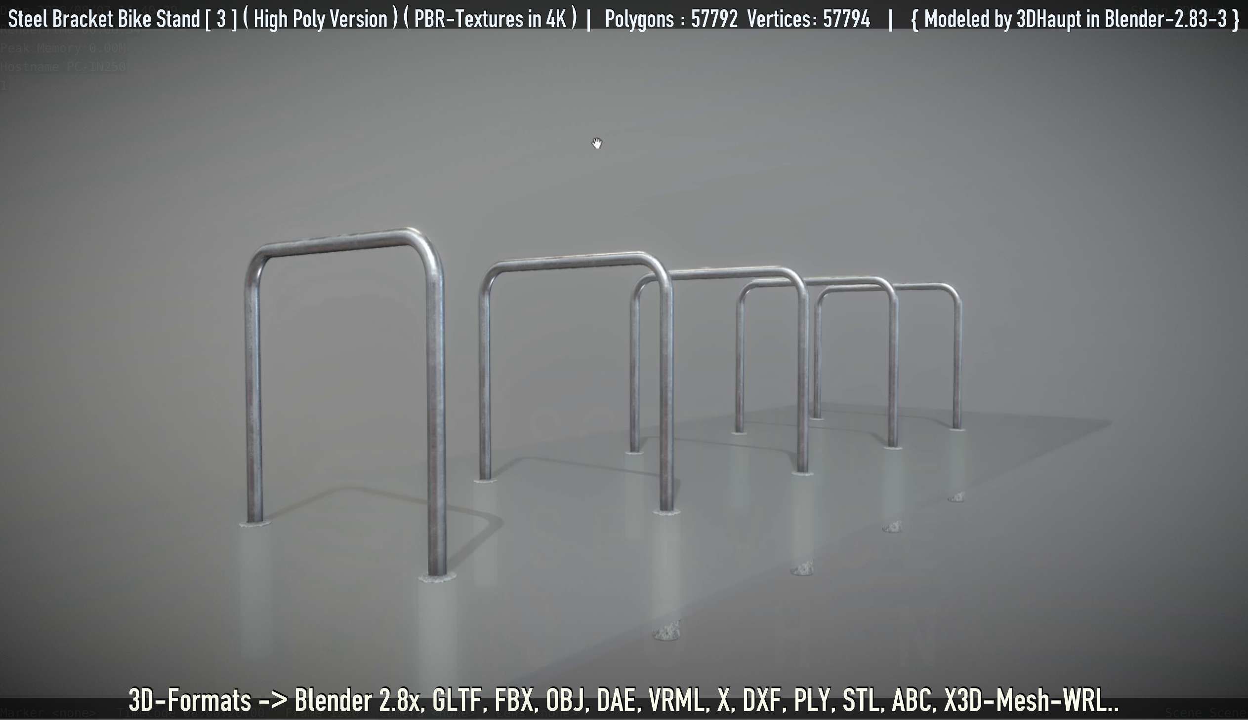 Steel Bracket Bike Stand -3- High Poly 3D model_97