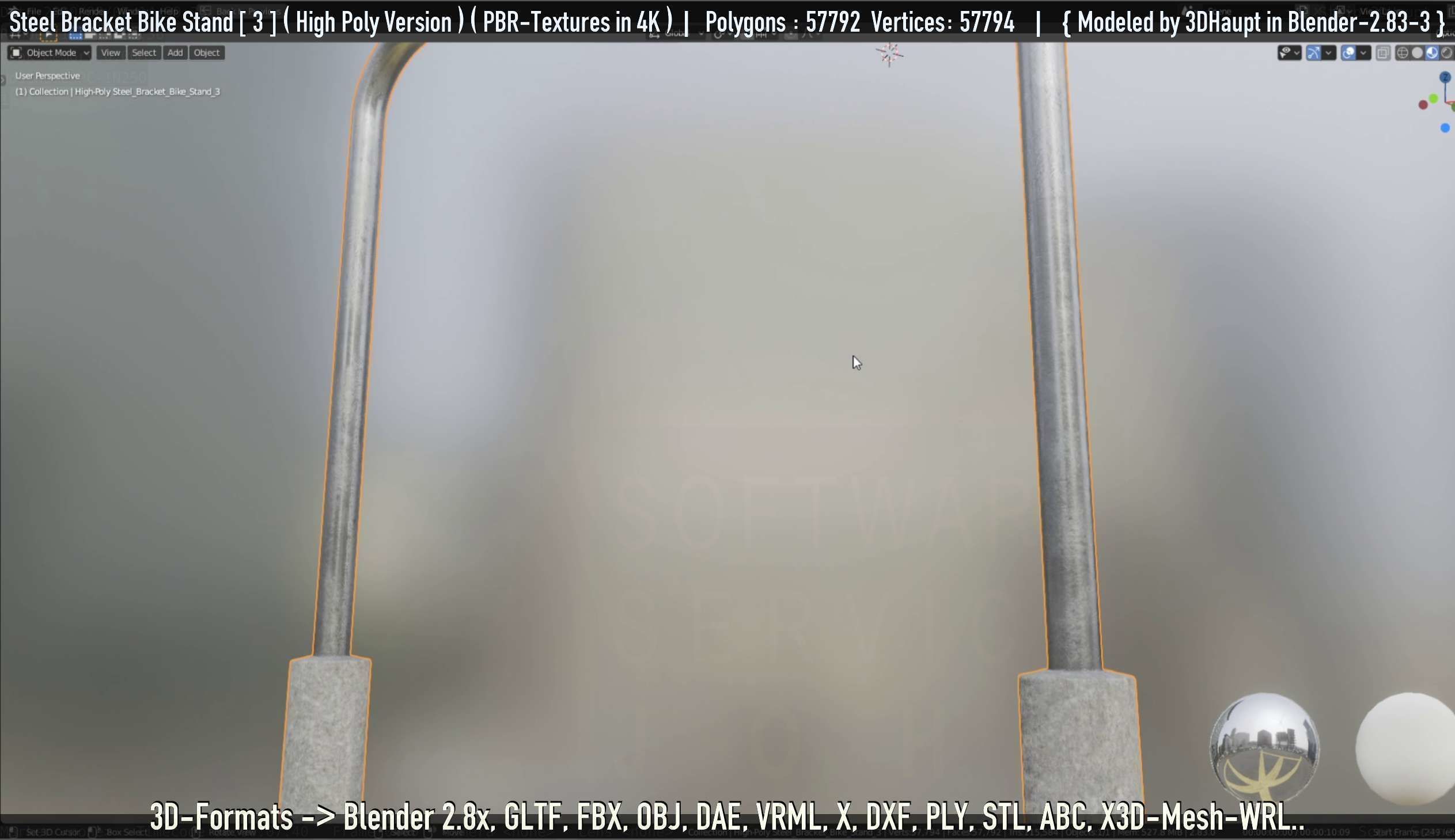 Steel Bracket Bike Stand -3- High Poly 3D model_80