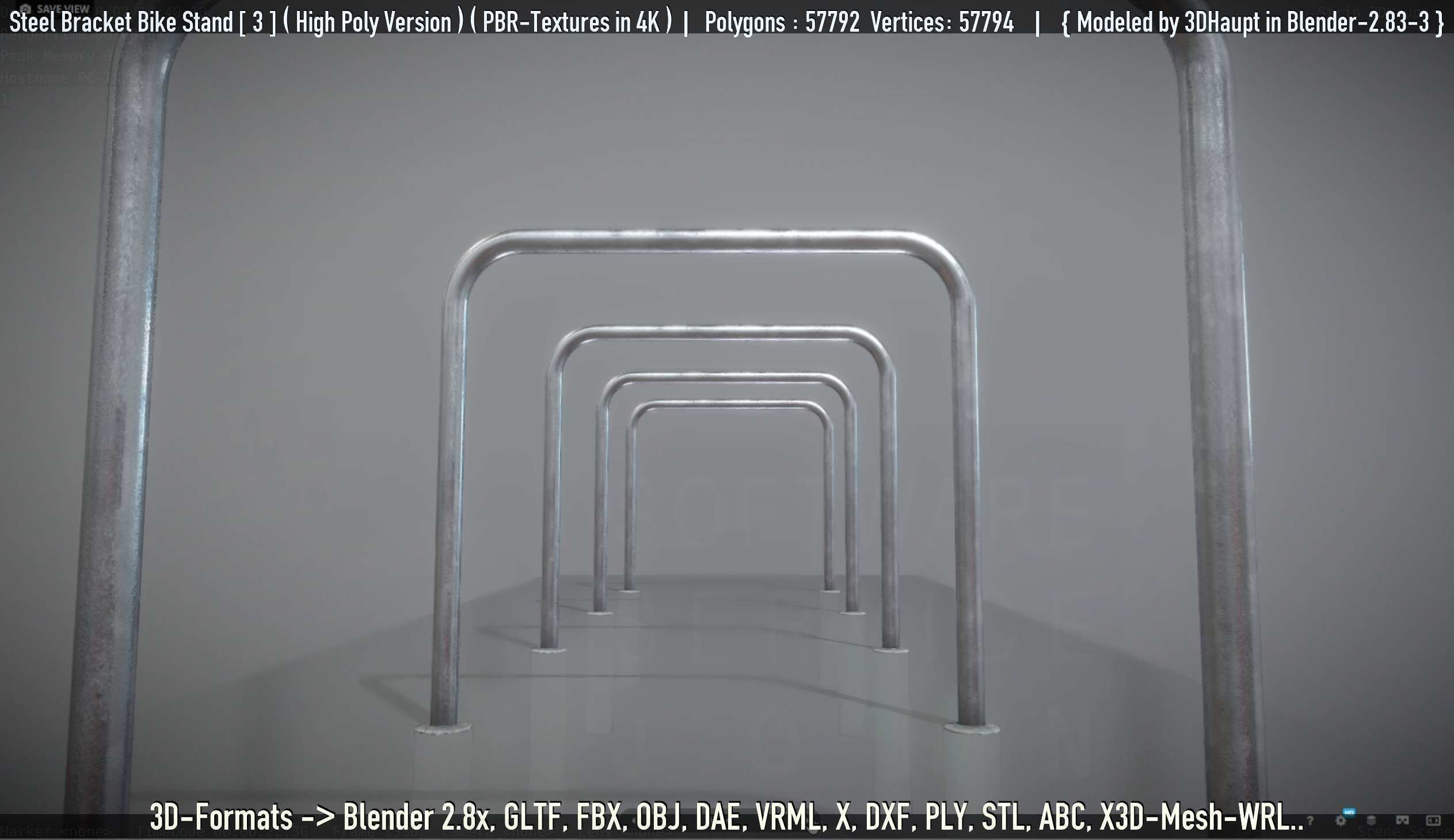 Steel Bracket Bike Stand -3- High Poly 3D model_115