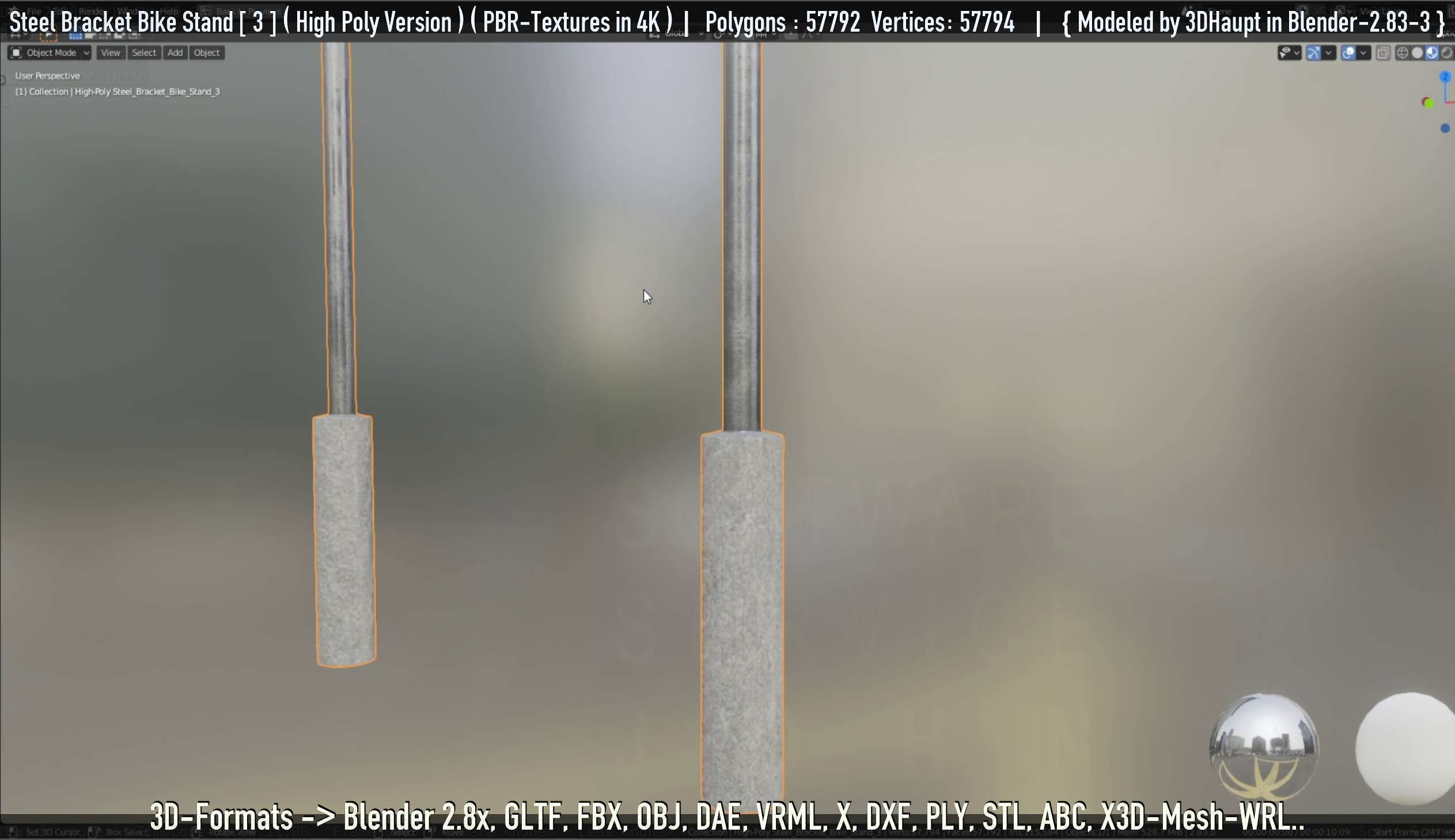 Steel Bracket Bike Stand -3- High Poly 3D model_6