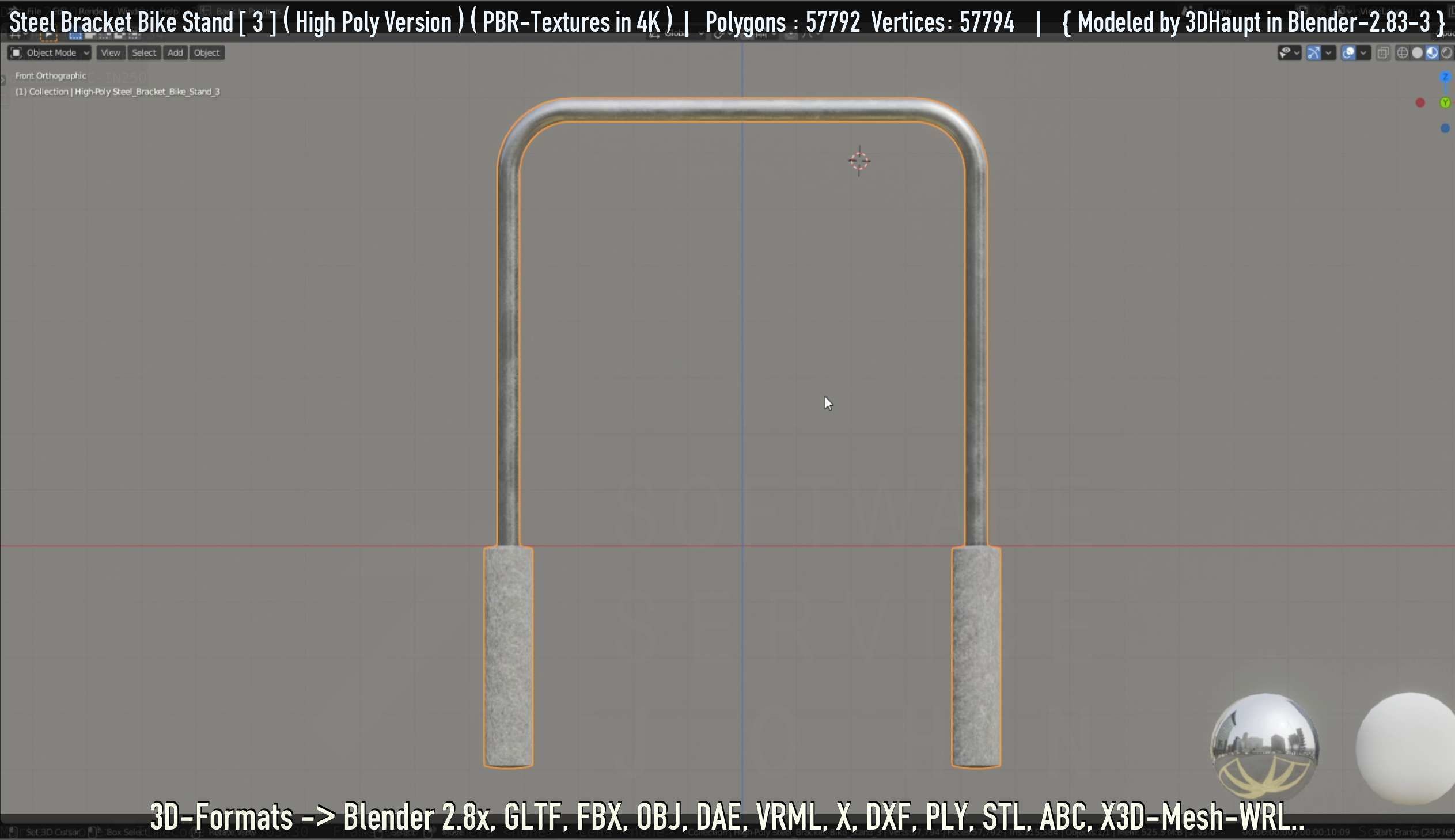 Steel Bracket Bike Stand -3- High Poly 3D model_53