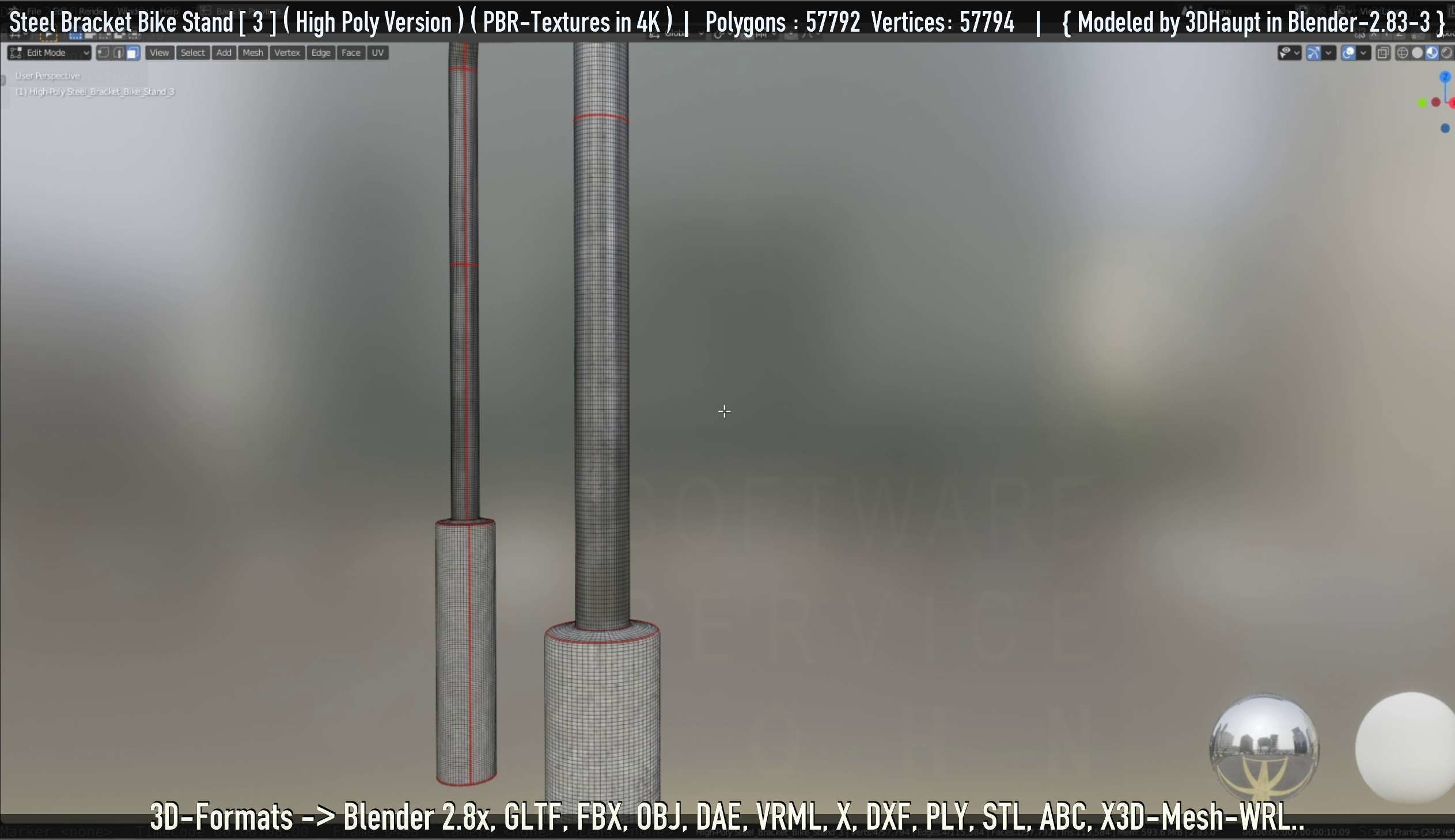 Steel Bracket Bike Stand -3- High Poly 3D model_82