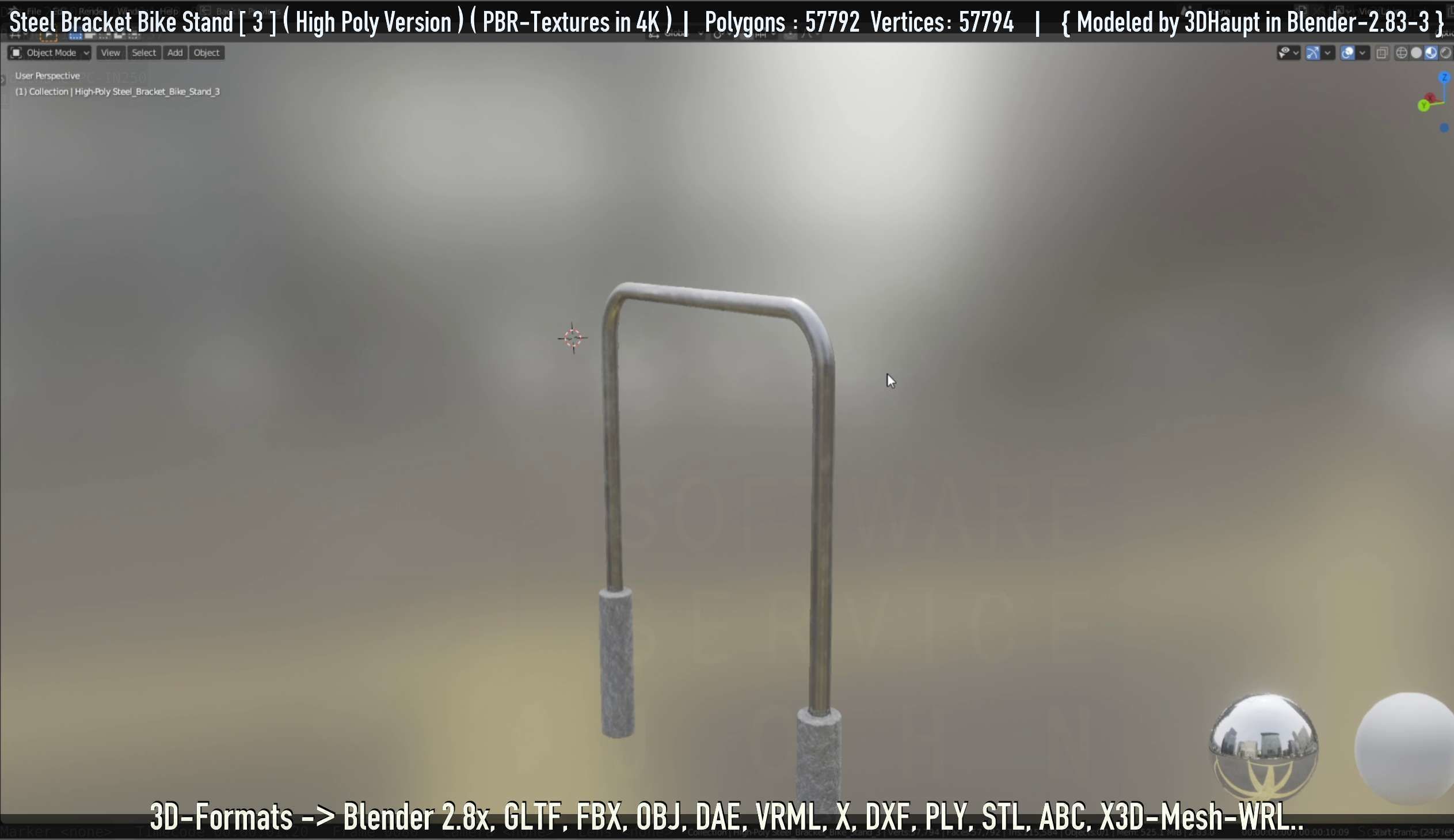 Steel Bracket Bike Stand -3- High Poly 3D model_40