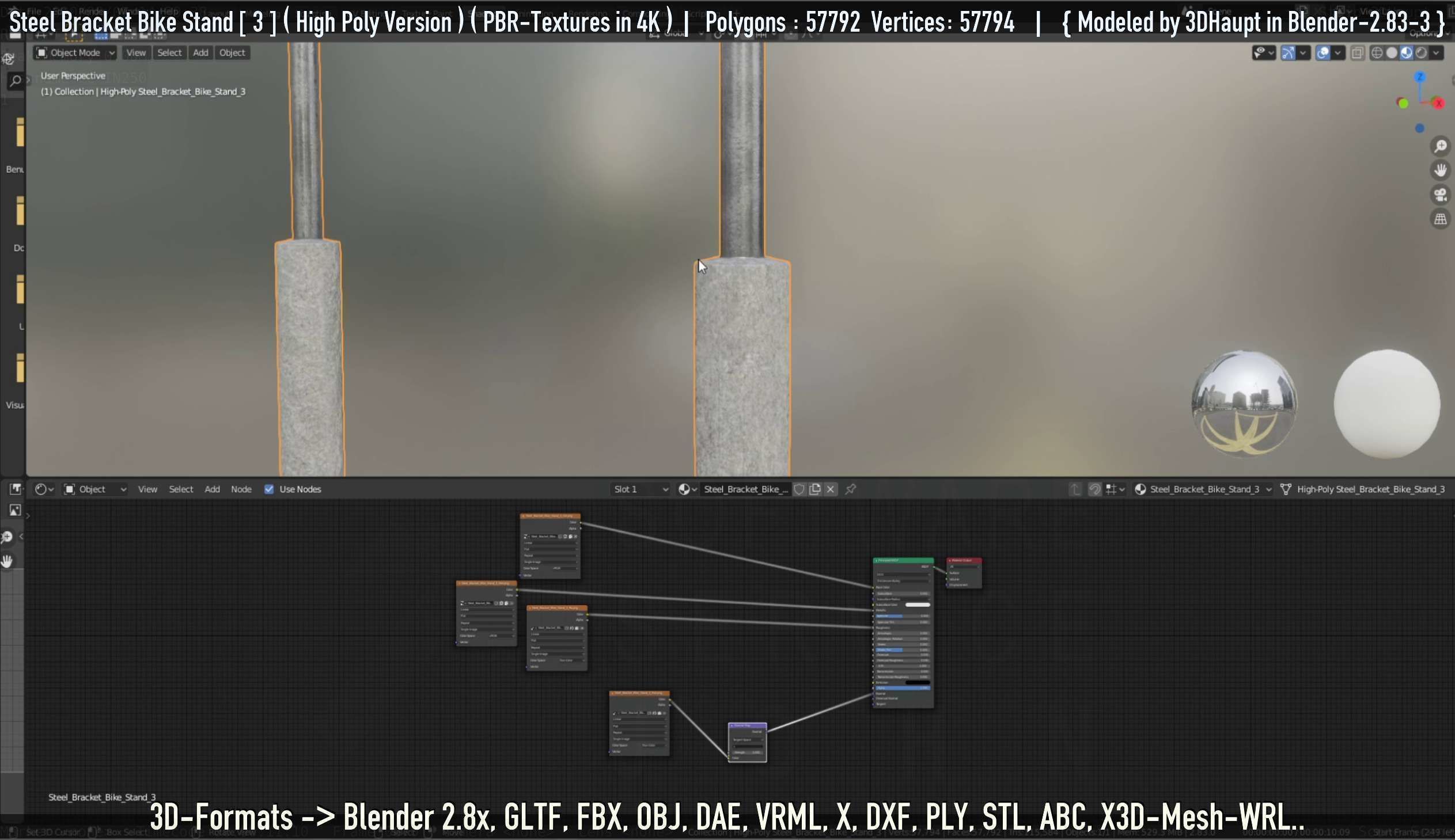 Steel Bracket Bike Stand -3- High Poly 3D model_8