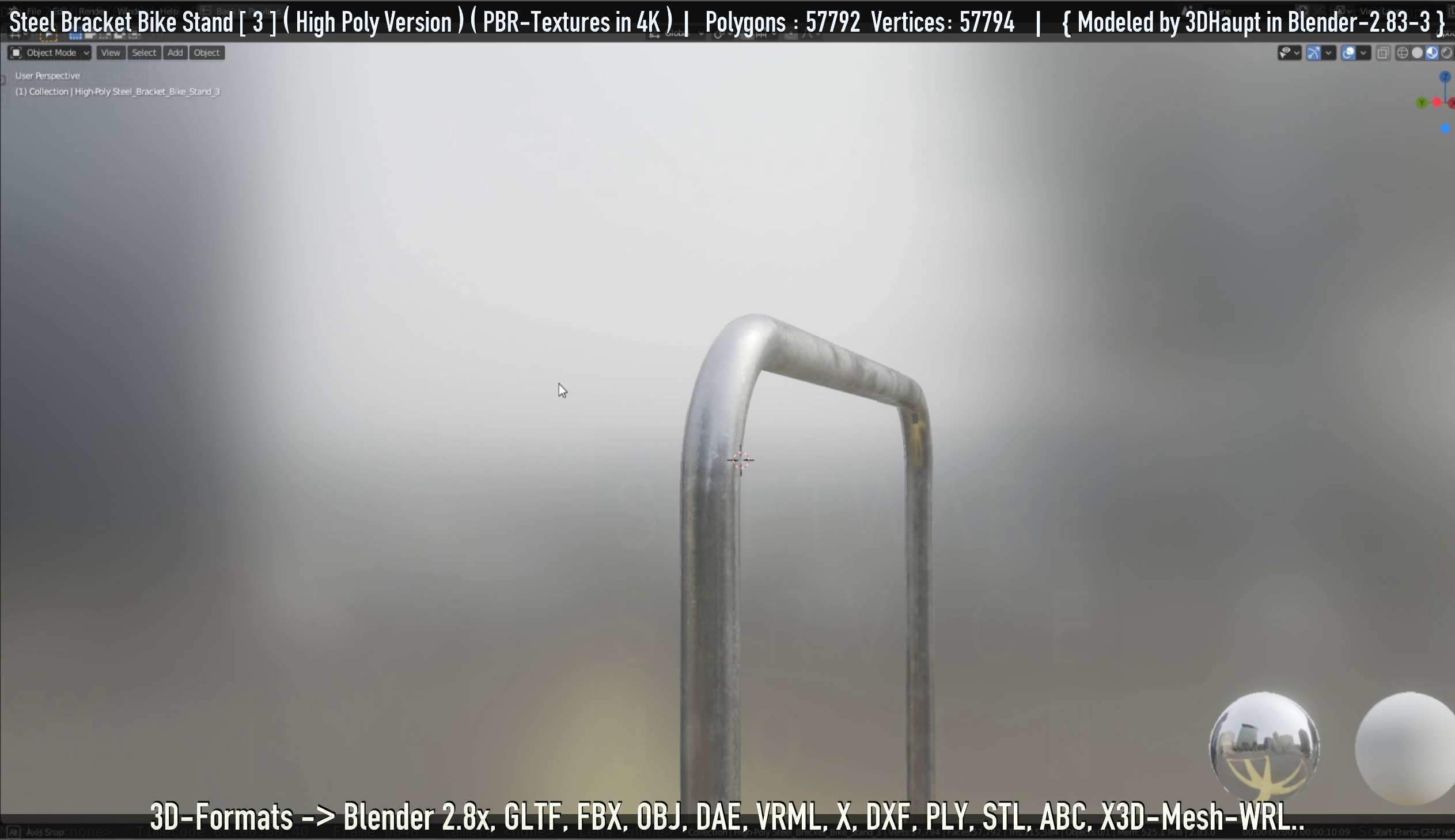 Steel Bracket Bike Stand -3- High Poly 3D model_35