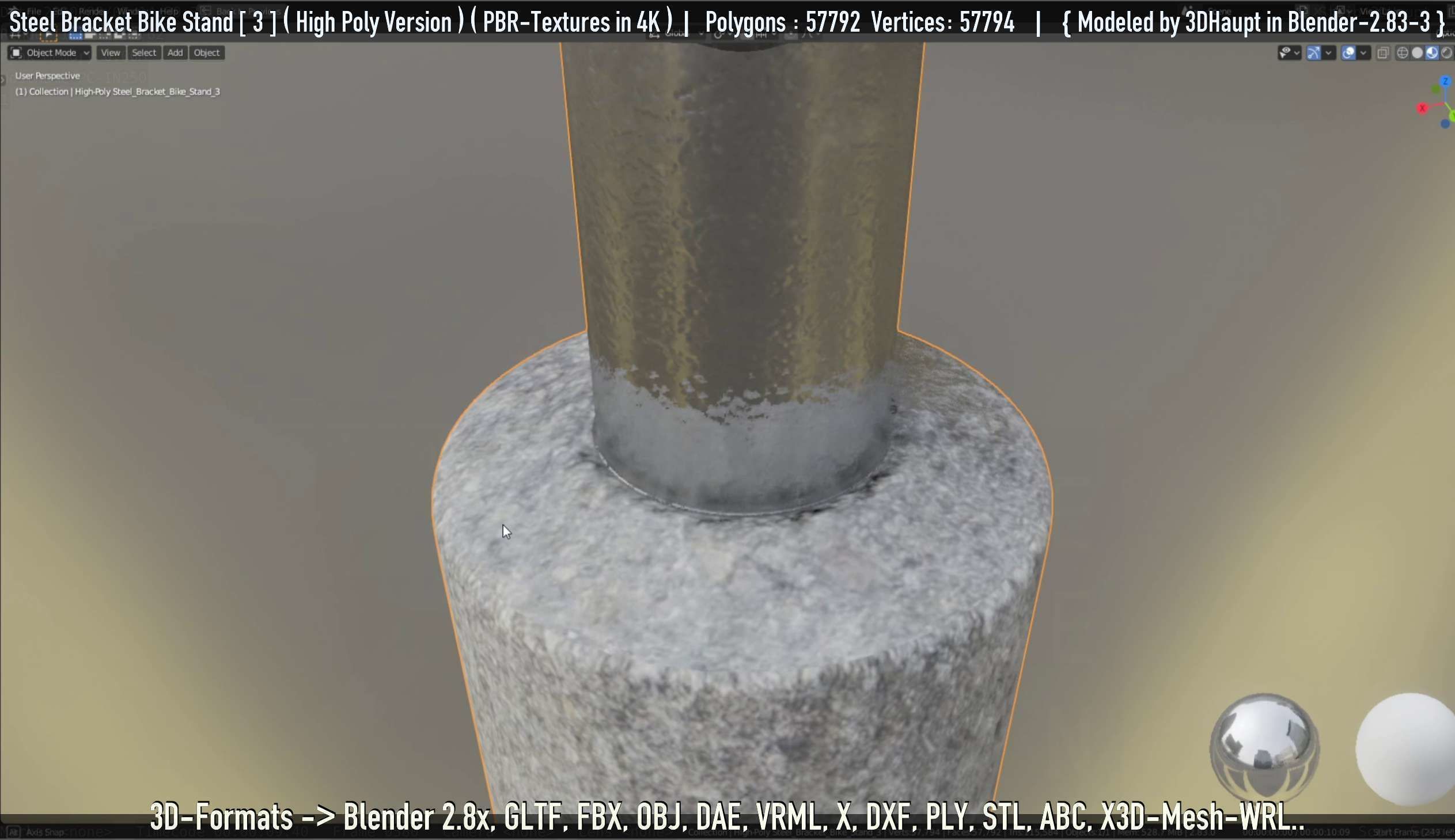 Steel Bracket Bike Stand -3- High Poly 3D model_94