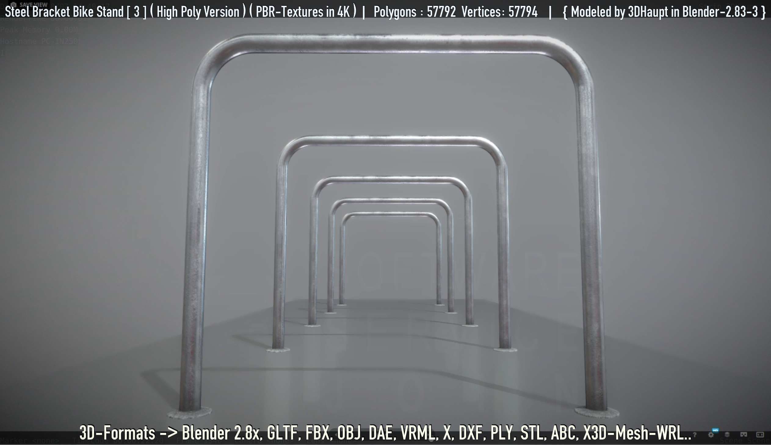 Steel Bracket Bike Stand -3- High Poly 3D model_114