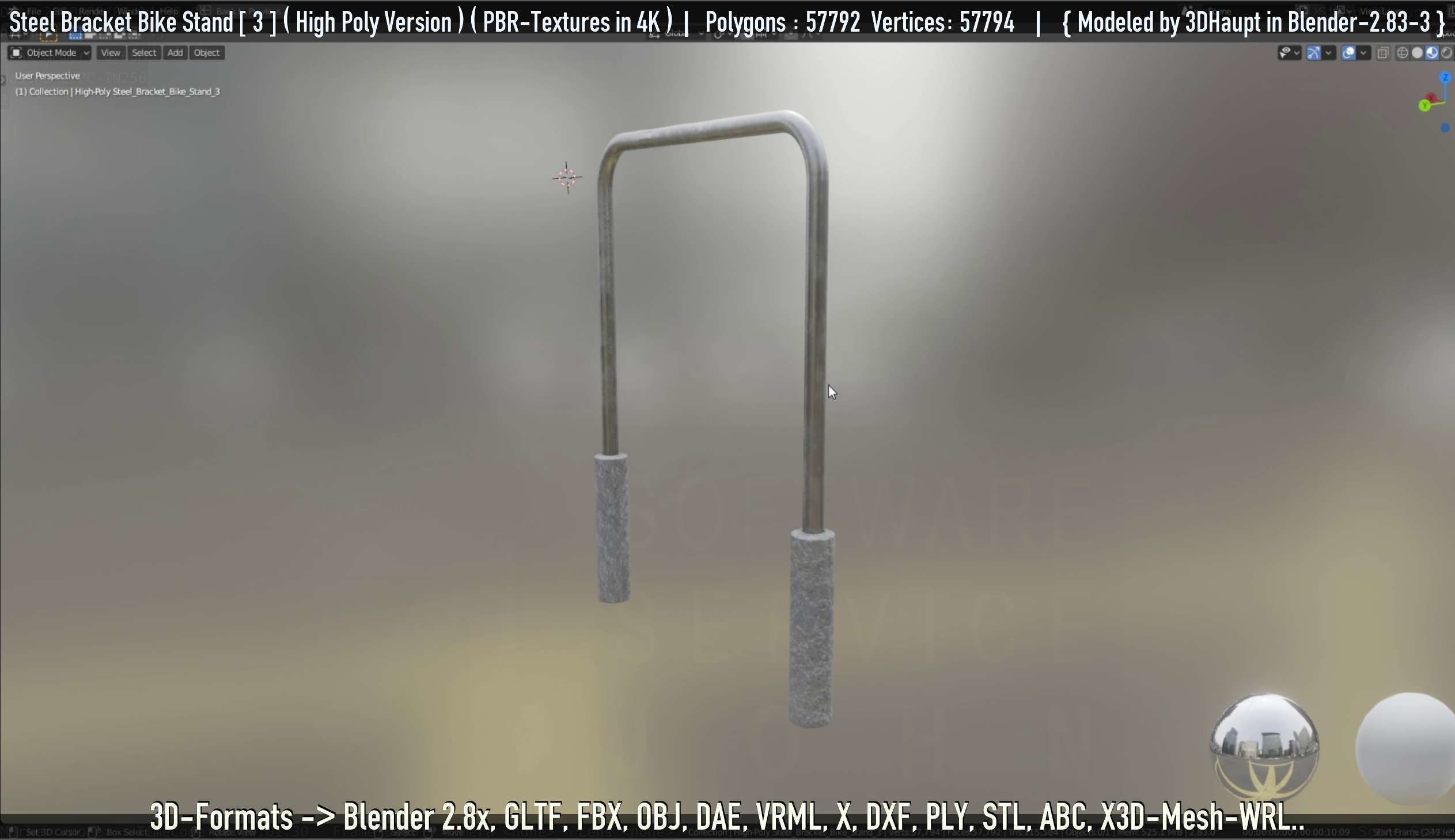 Steel Bracket Bike Stand -3- High Poly 3D model_43