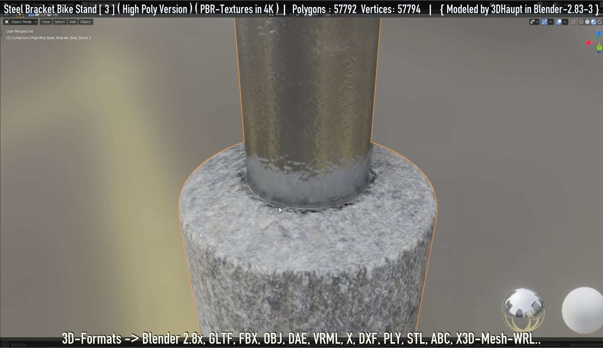 Steel Bracket Bike Stand -3- High Poly 3D model_91