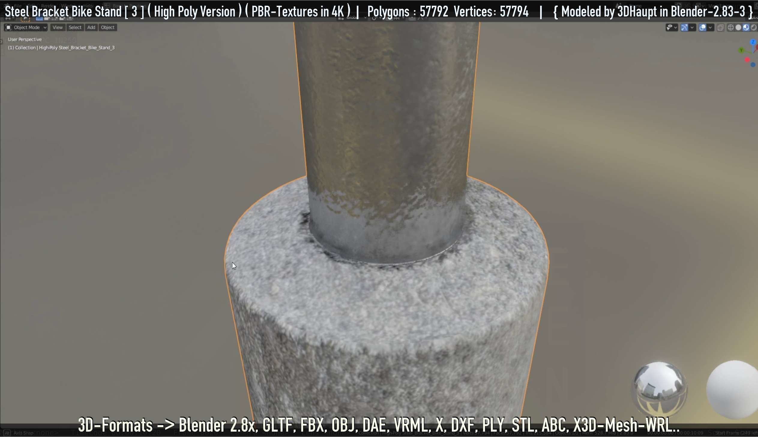 Steel Bracket Bike Stand -3- High Poly 3D model_96