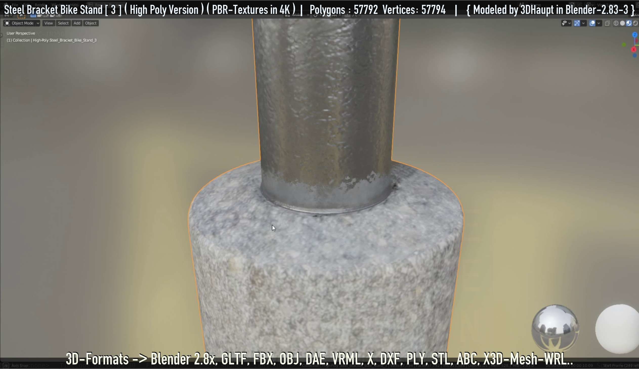 Steel Bracket Bike Stand -3- High Poly 3D model_32