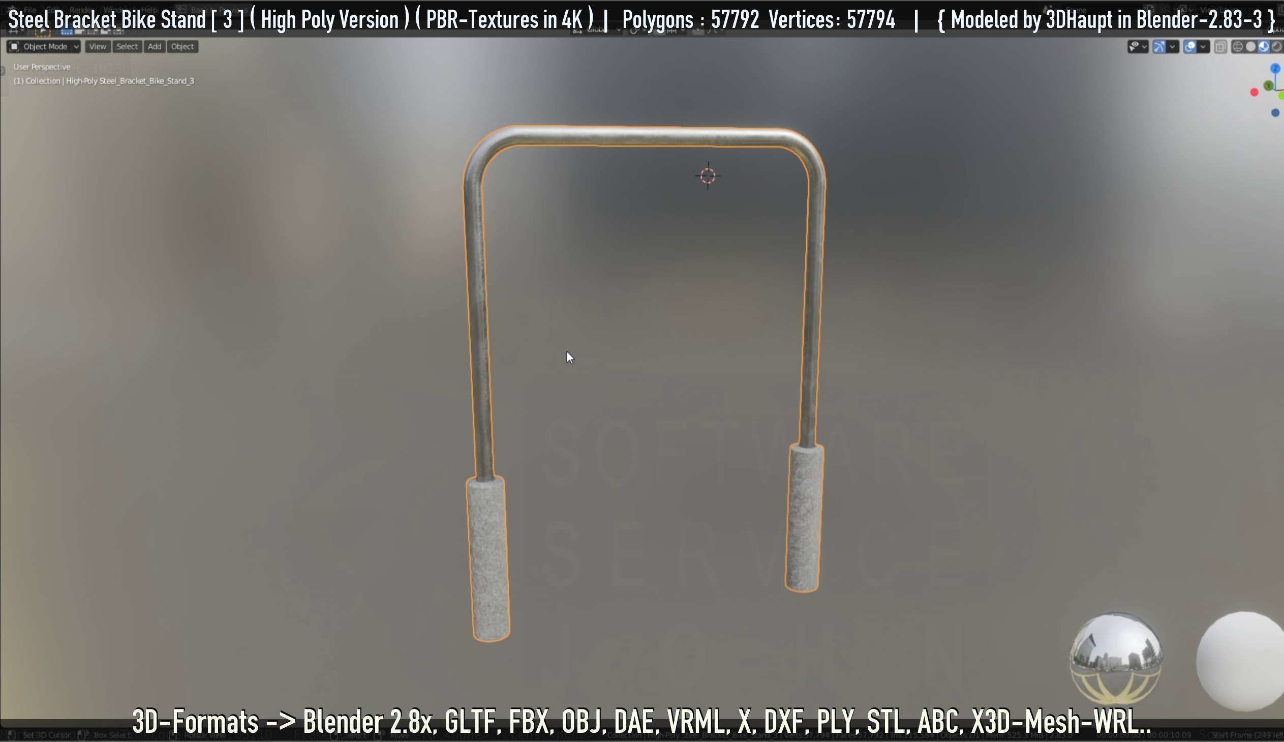 Steel Bracket Bike Stand -3- High Poly 3D model_65