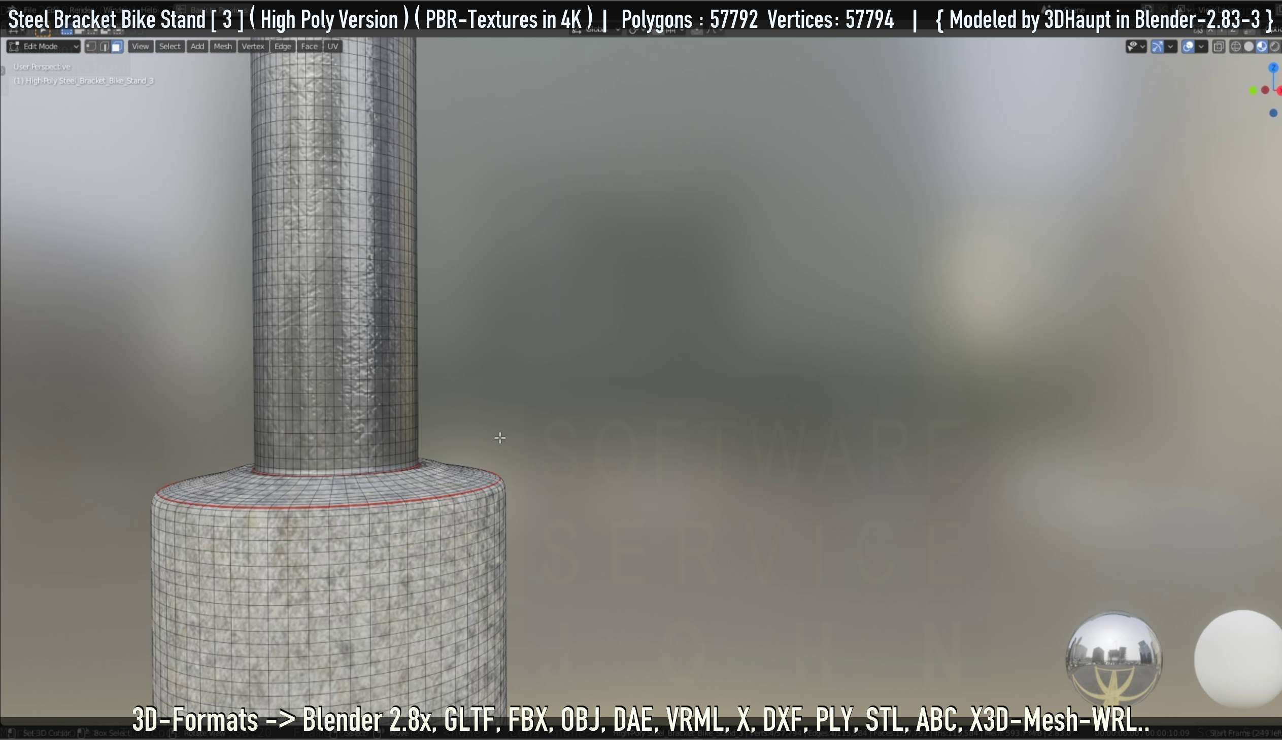 Steel Bracket Bike Stand -3- High Poly 3D model_84