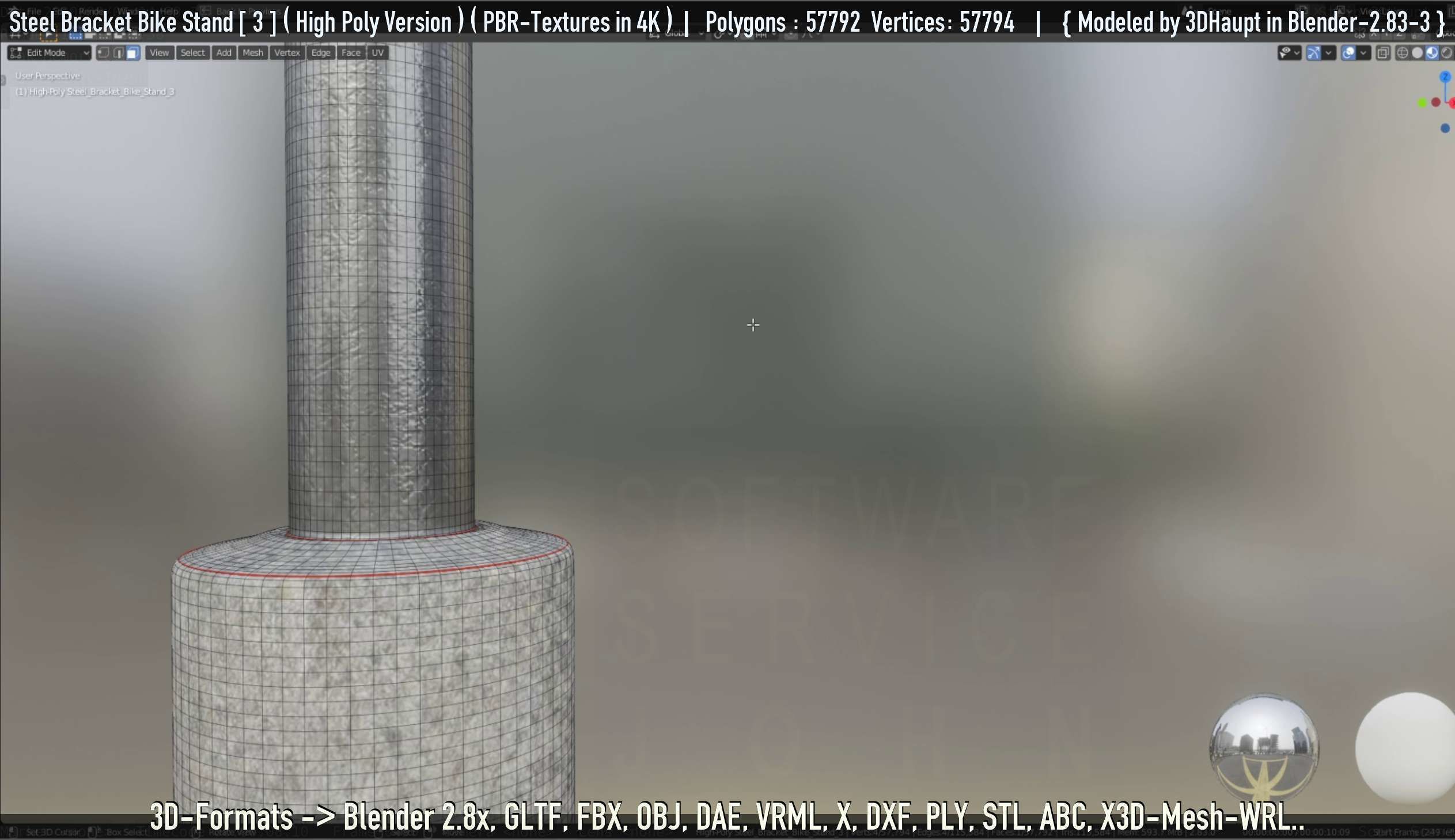 Steel Bracket Bike Stand -3- High Poly 3D model_83