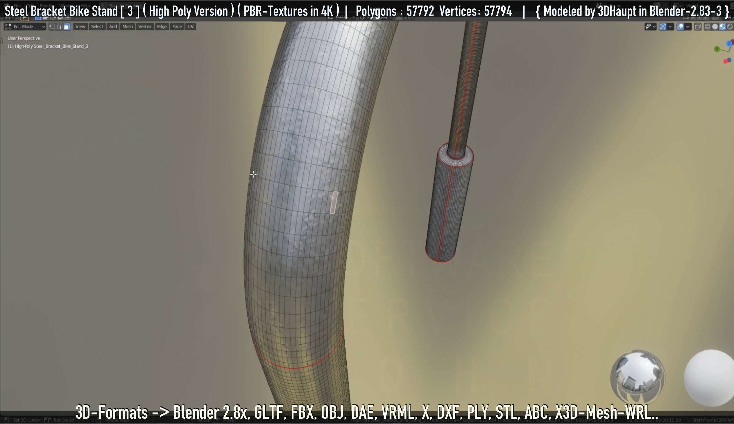 Steel Bracket Bike Stand -3- High Poly 3D model_75