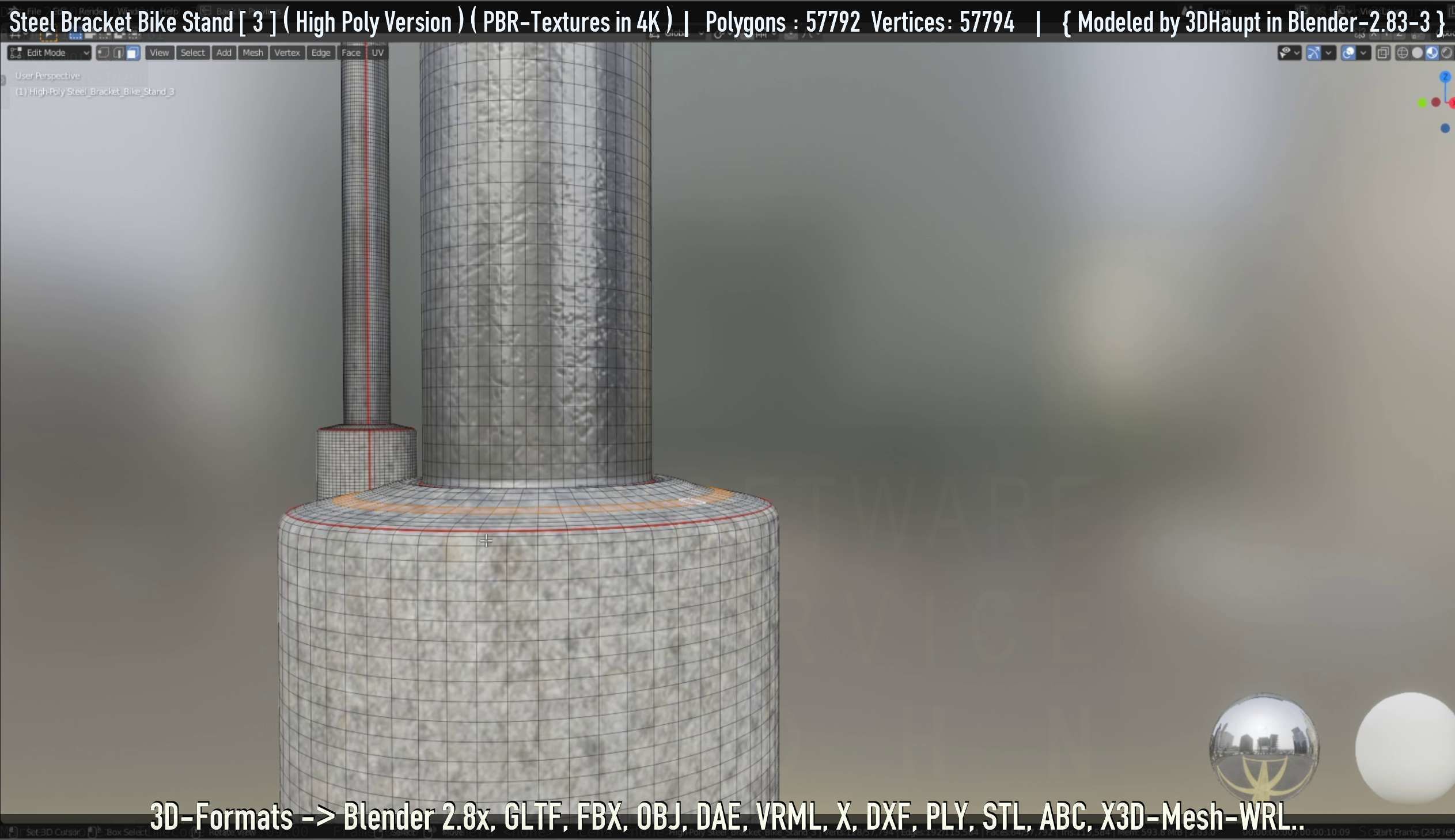 Steel Bracket Bike Stand -3- High Poly 3D model_85