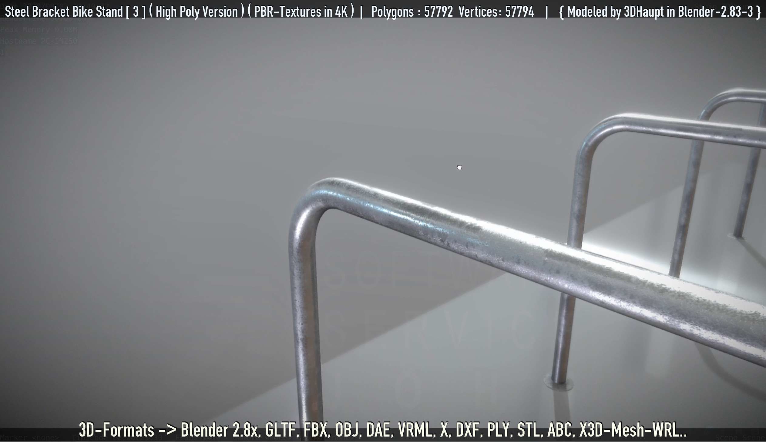 Steel Bracket Bike Stand -3- High Poly 3D model_5