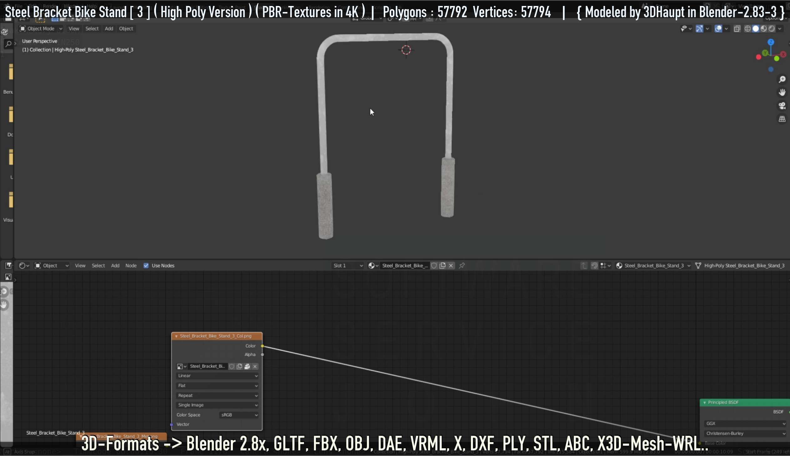 Steel Bracket Bike Stand -3- High Poly 3D model_7