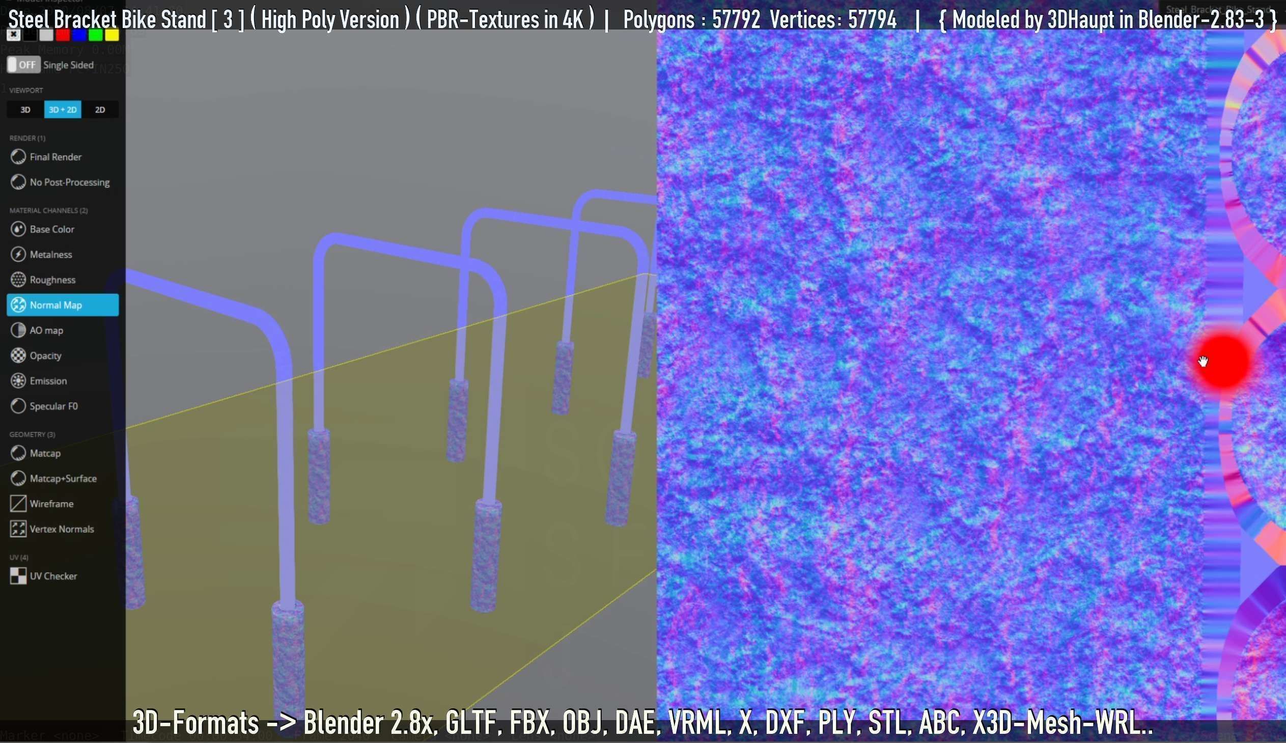 Steel Bracket Bike Stand -3- High Poly 3D model_17