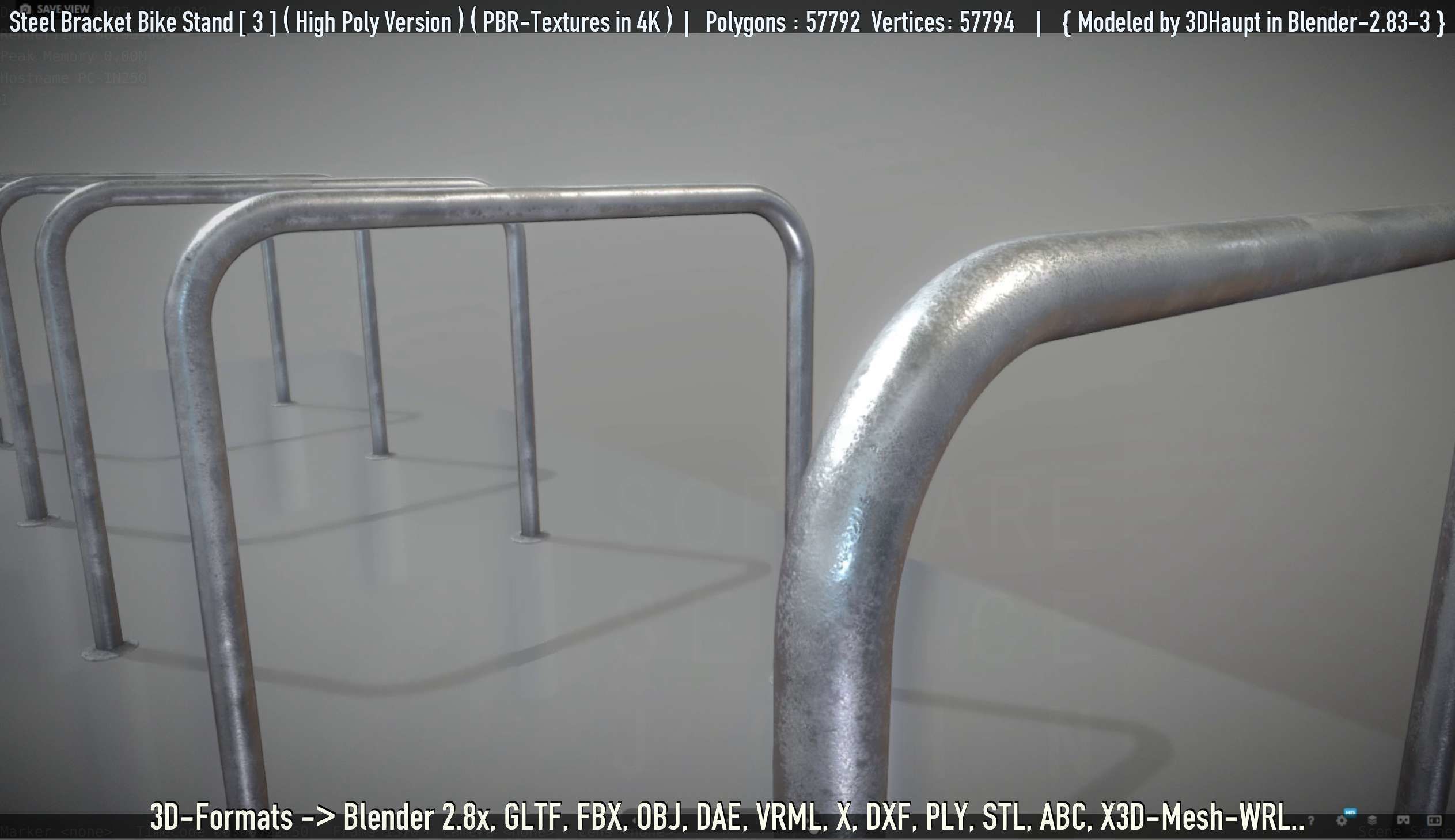 Steel Bracket Bike Stand -3- High Poly 3D model_117