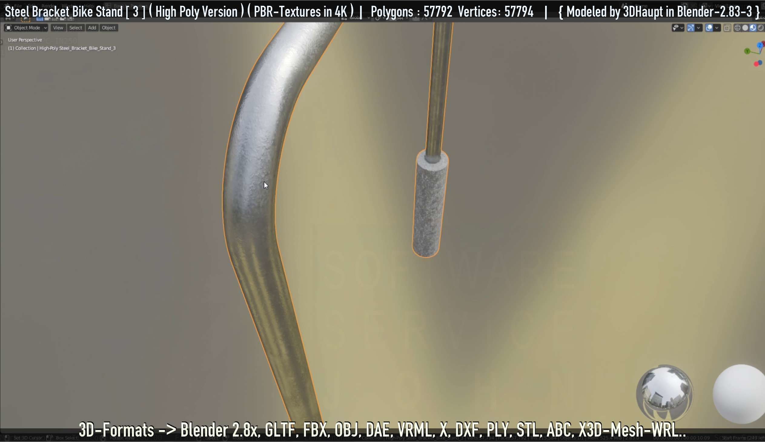 Steel Bracket Bike Stand -3- High Poly 3D model_70