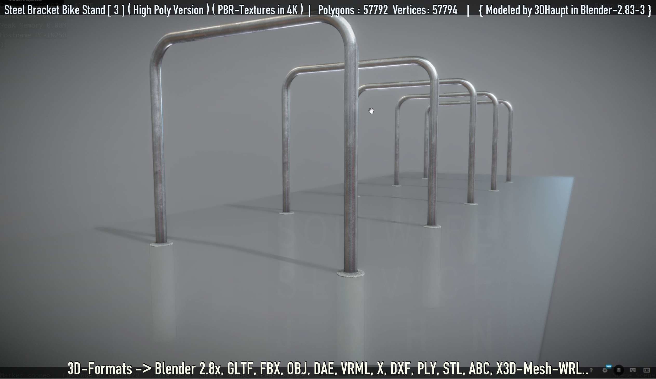 Steel Bracket Bike Stand -3- High Poly 3D model_14