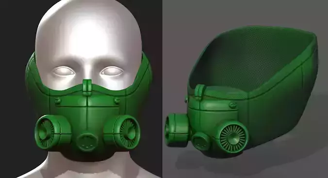 Gas mask respirator scifi futuristic 3d  Low-poly 3D model