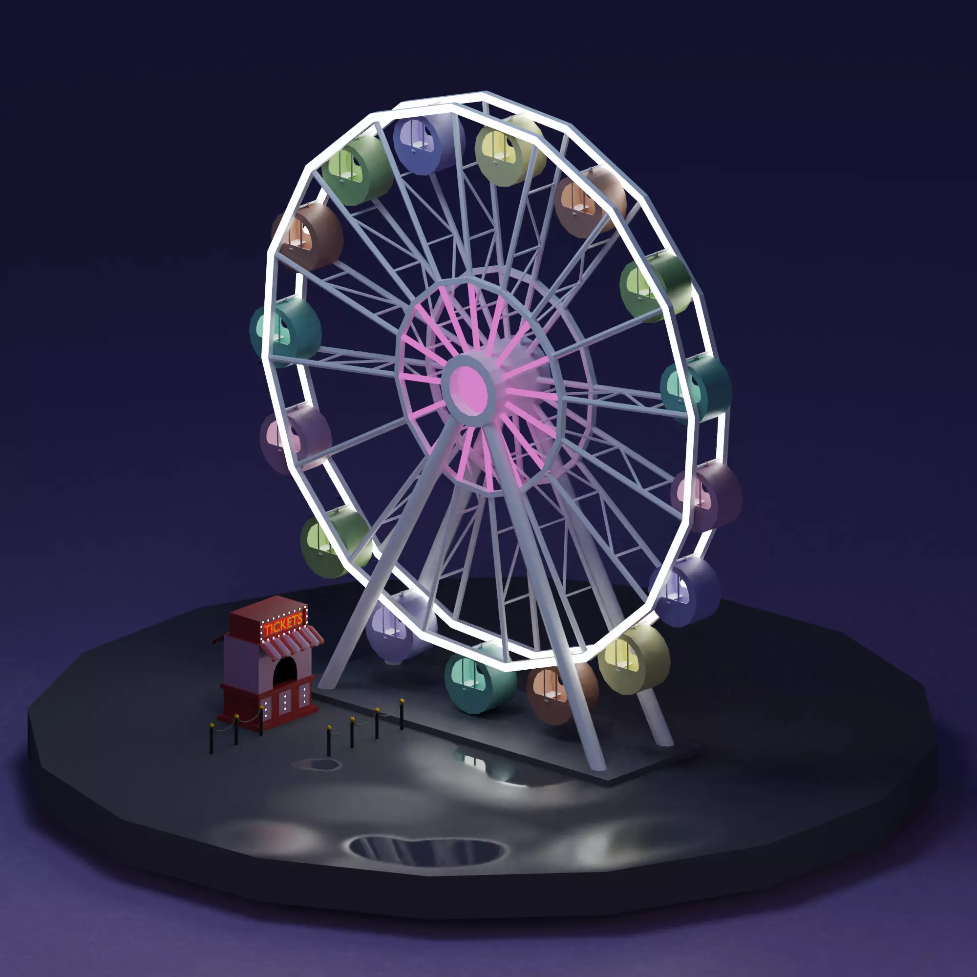 Ferris Wheel Low-poly 3D model_0