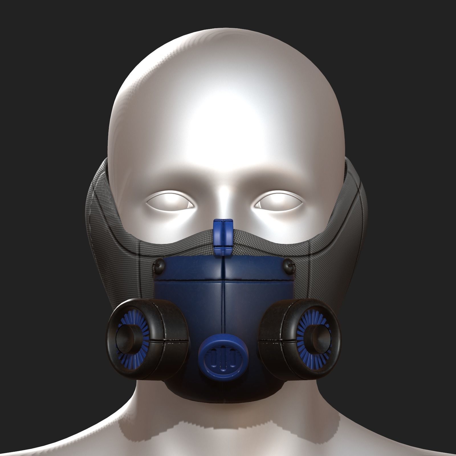 Gas mask helmet protection isolated plastic  Low-poly 3D model_1