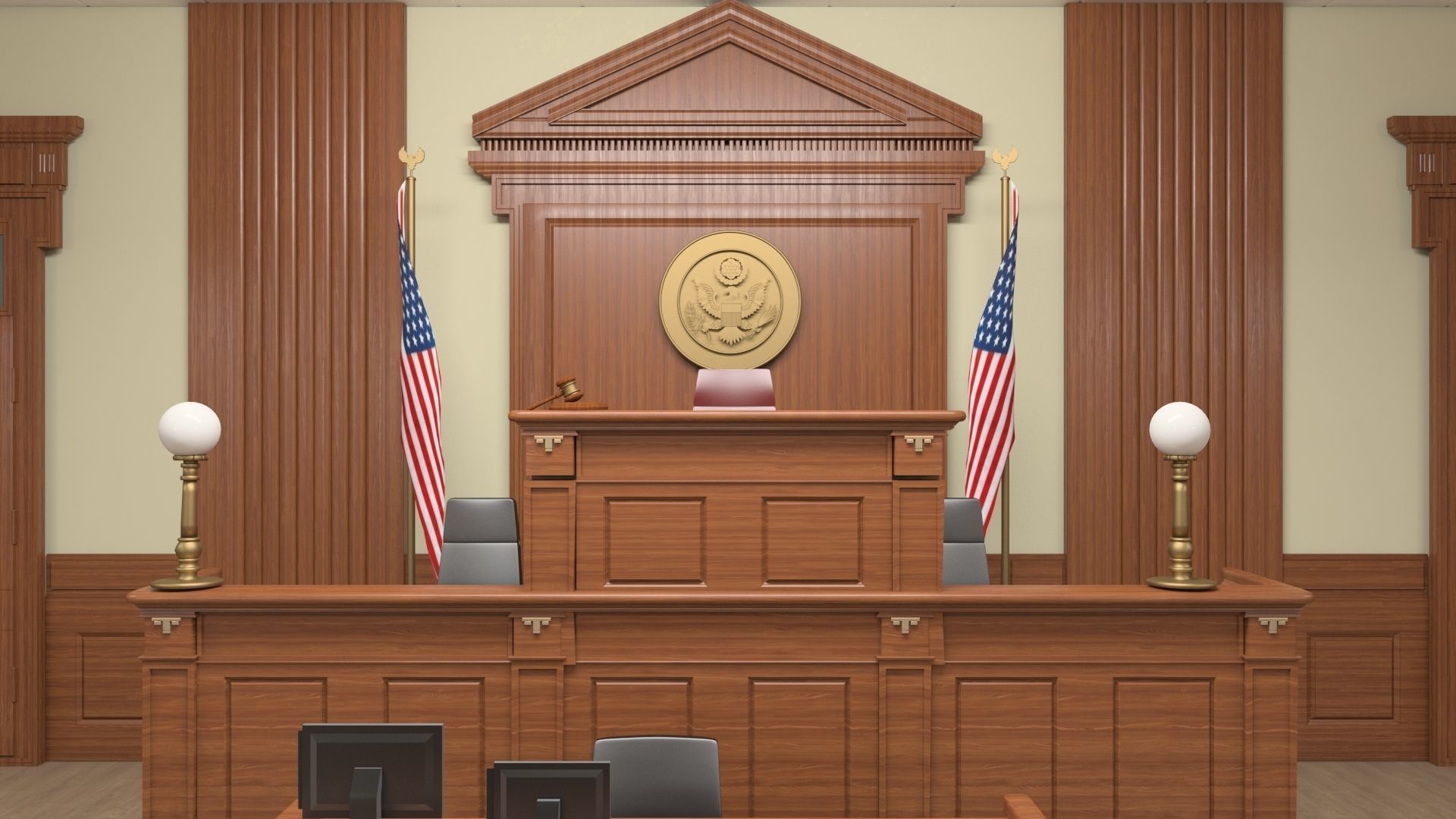 Courtroom Interior 3D model 3D model_1
