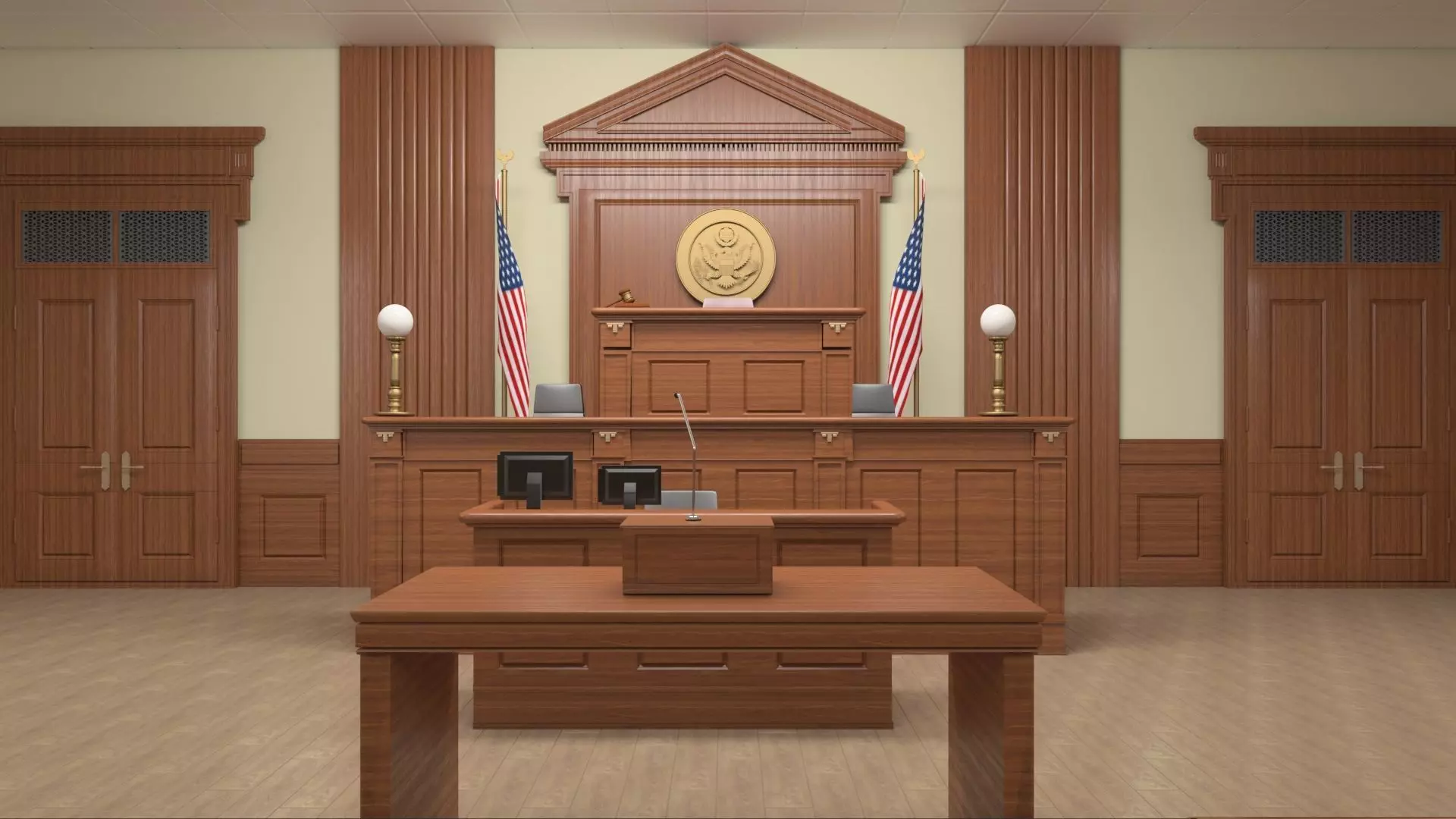 Courtroom Interior 3D model 3D model_0