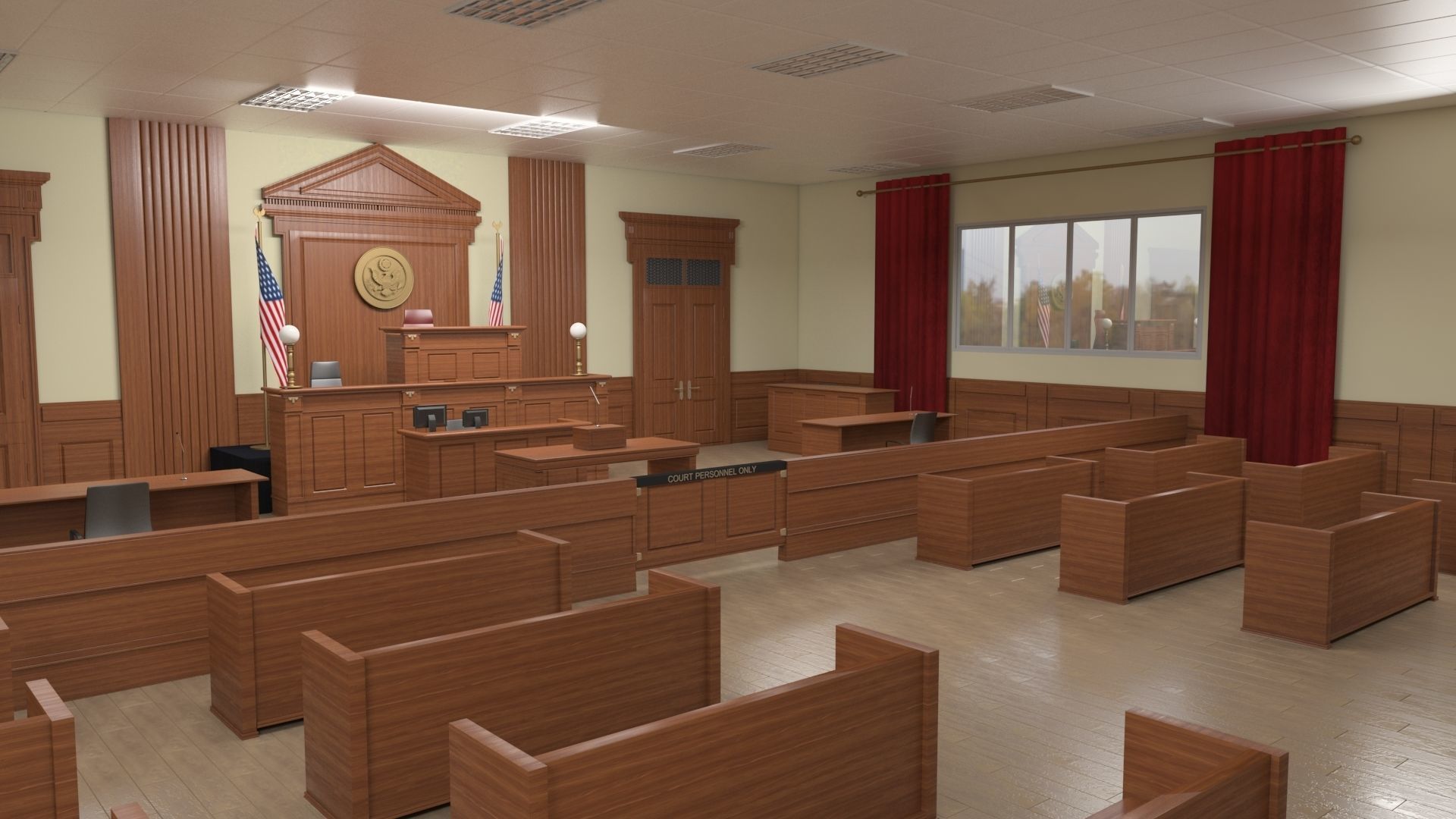 Courtroom Interior 3D model 3D model_3
