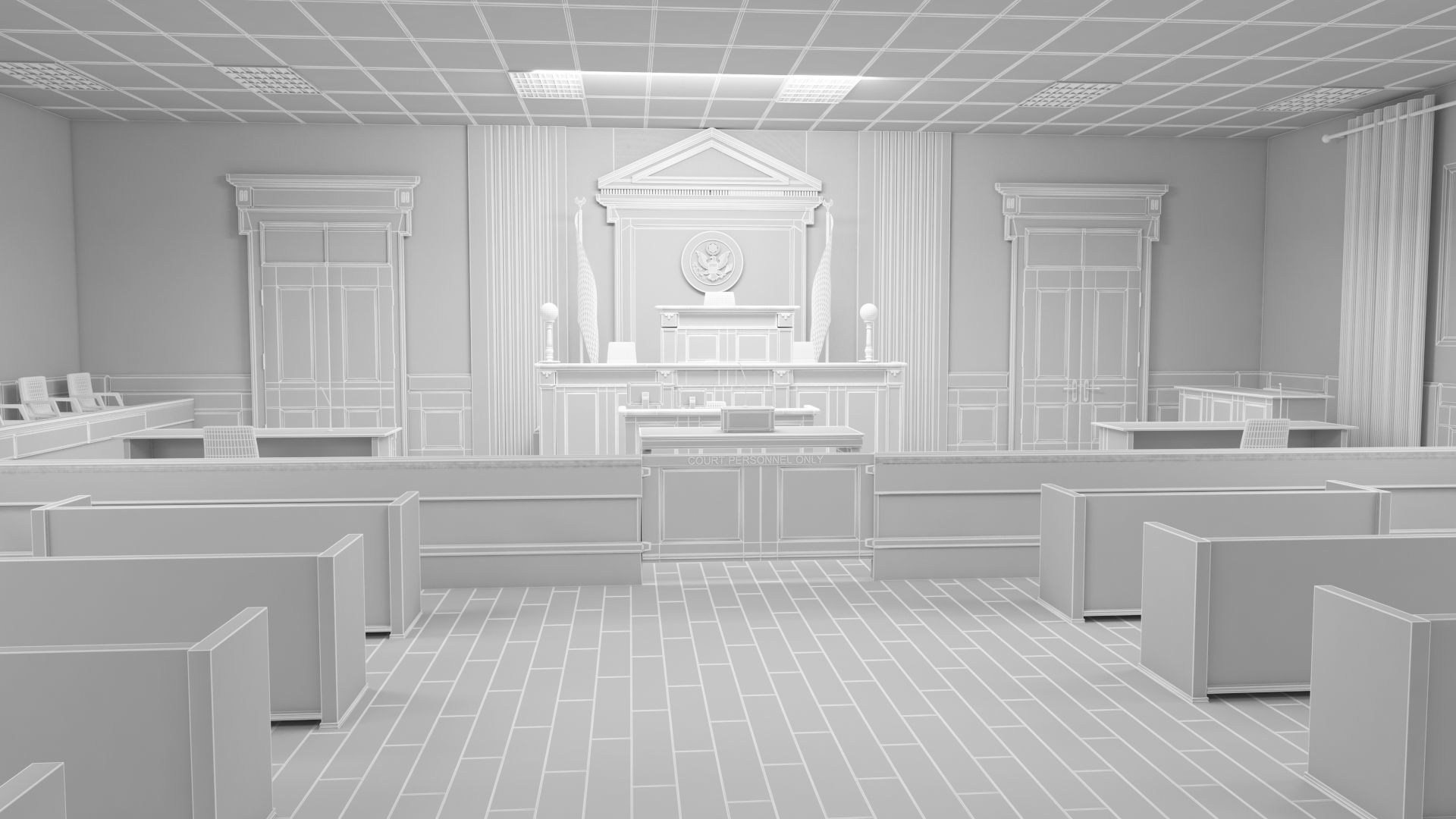 Courtroom Interior 3D model 3D model_9