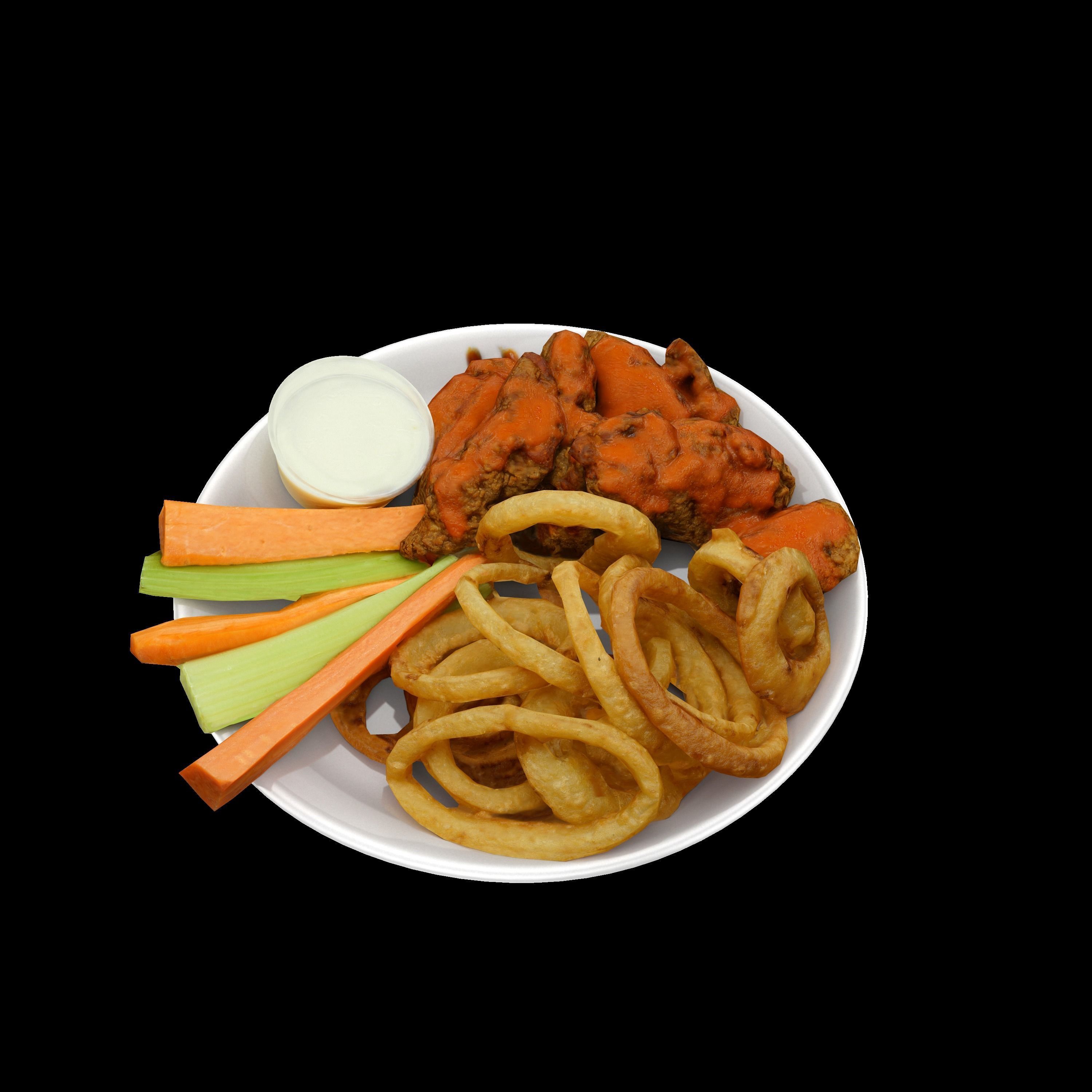 fried chicken with french fries Low-poly 3D Low-poly 3D model_9