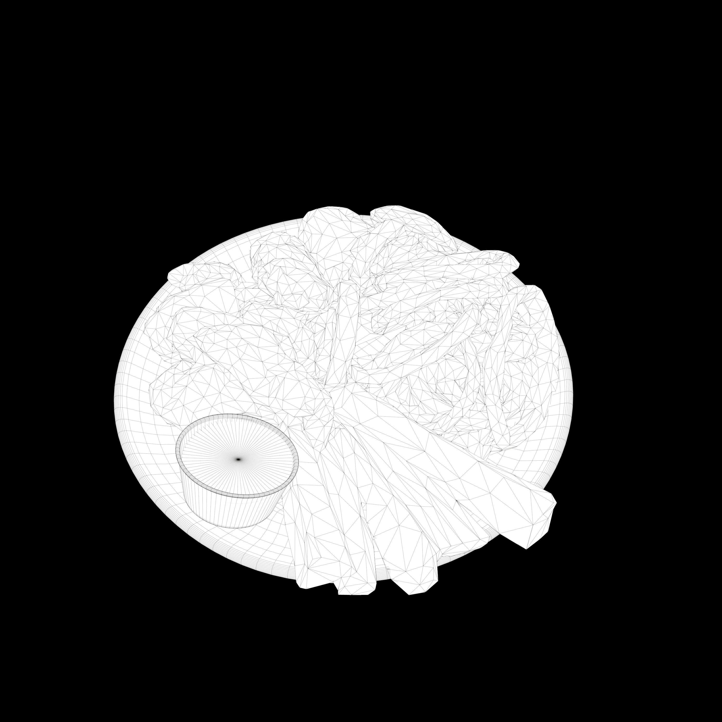 fried chicken with french fries Low-poly 3D Low-poly 3D model_15