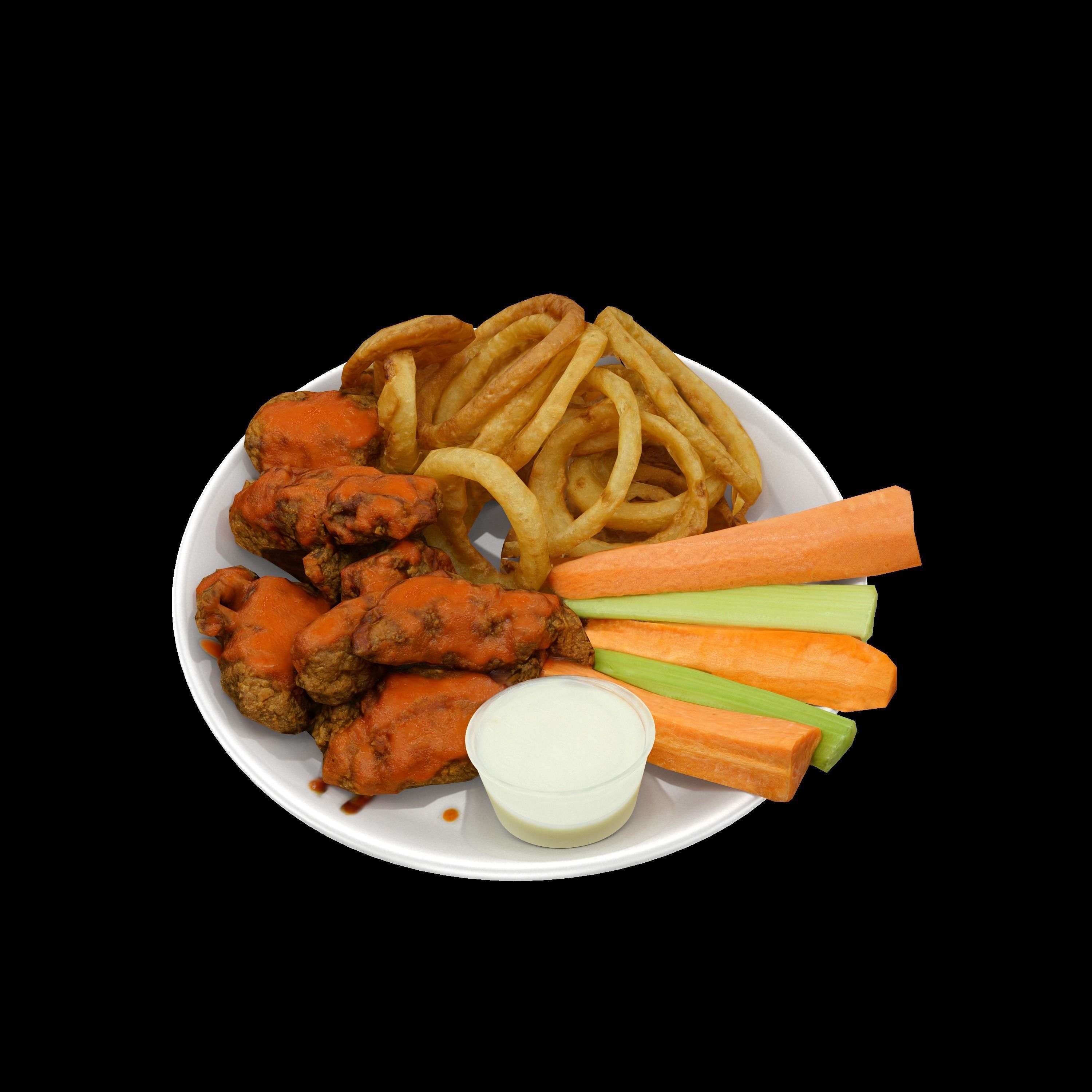 fried chicken with french fries Low-poly 3D Low-poly 3D model_6