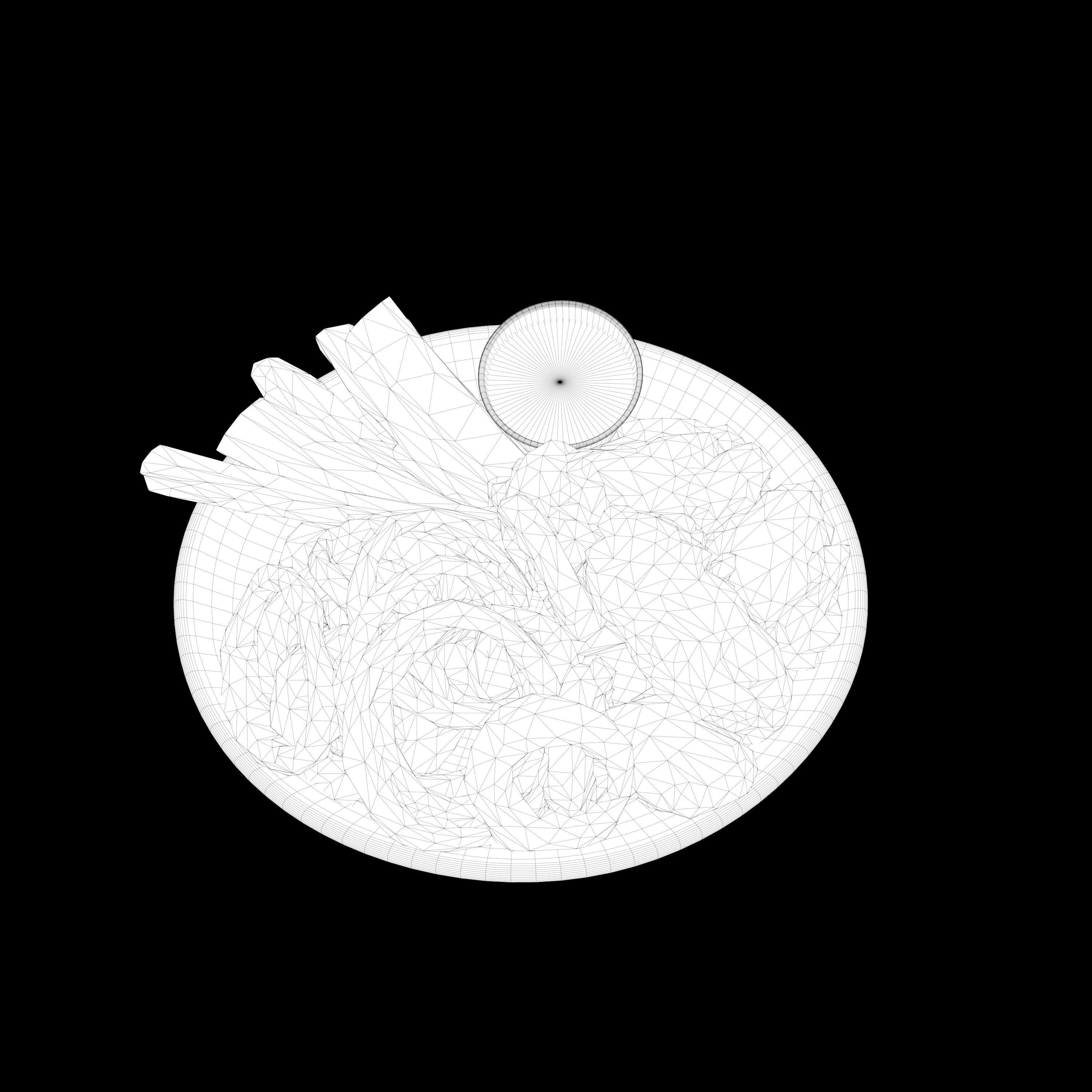 fried chicken with french fries Low-poly 3D Low-poly 3D model_13