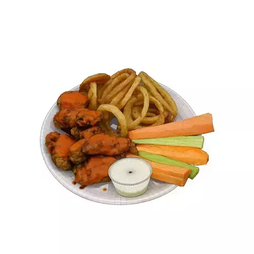 fried chicken with french fries Low-poly 3D Low-poly 3D model