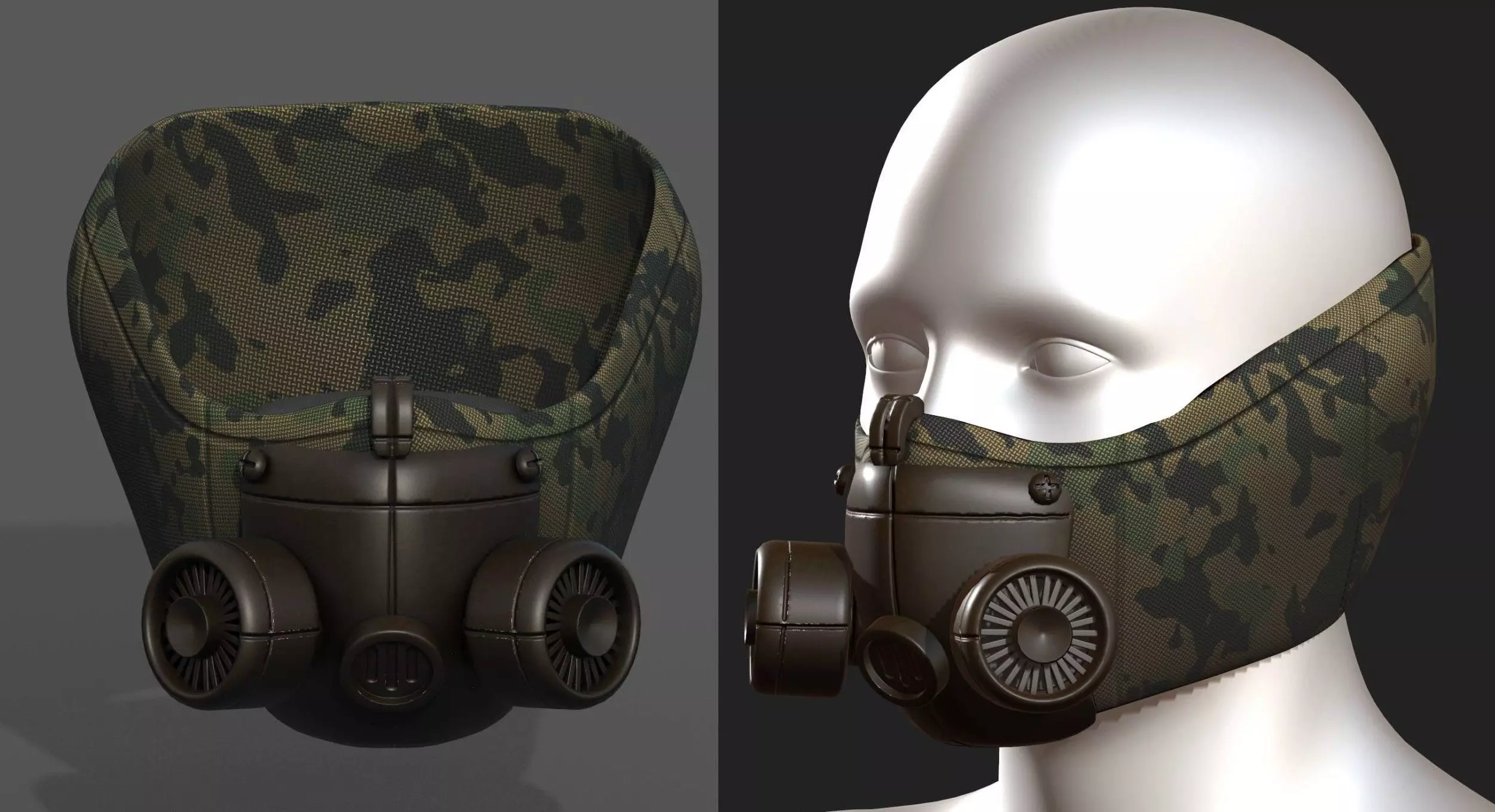 Gas mask respirator scifi futuristic 3d Artist freelance Low-poly 3D model_0