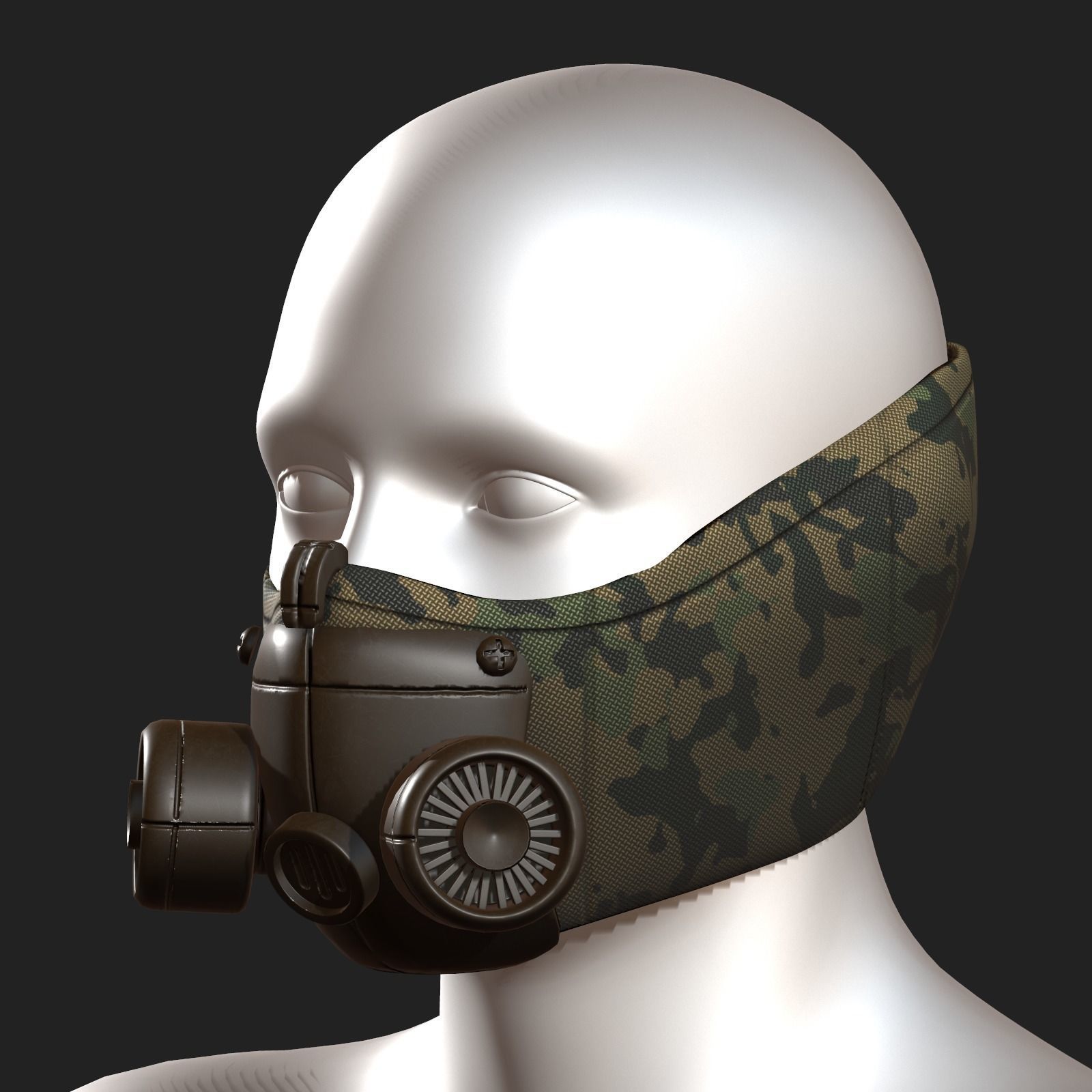 Gas mask respirator scifi futuristic 3d Artist freelance Low-poly 3D model_1