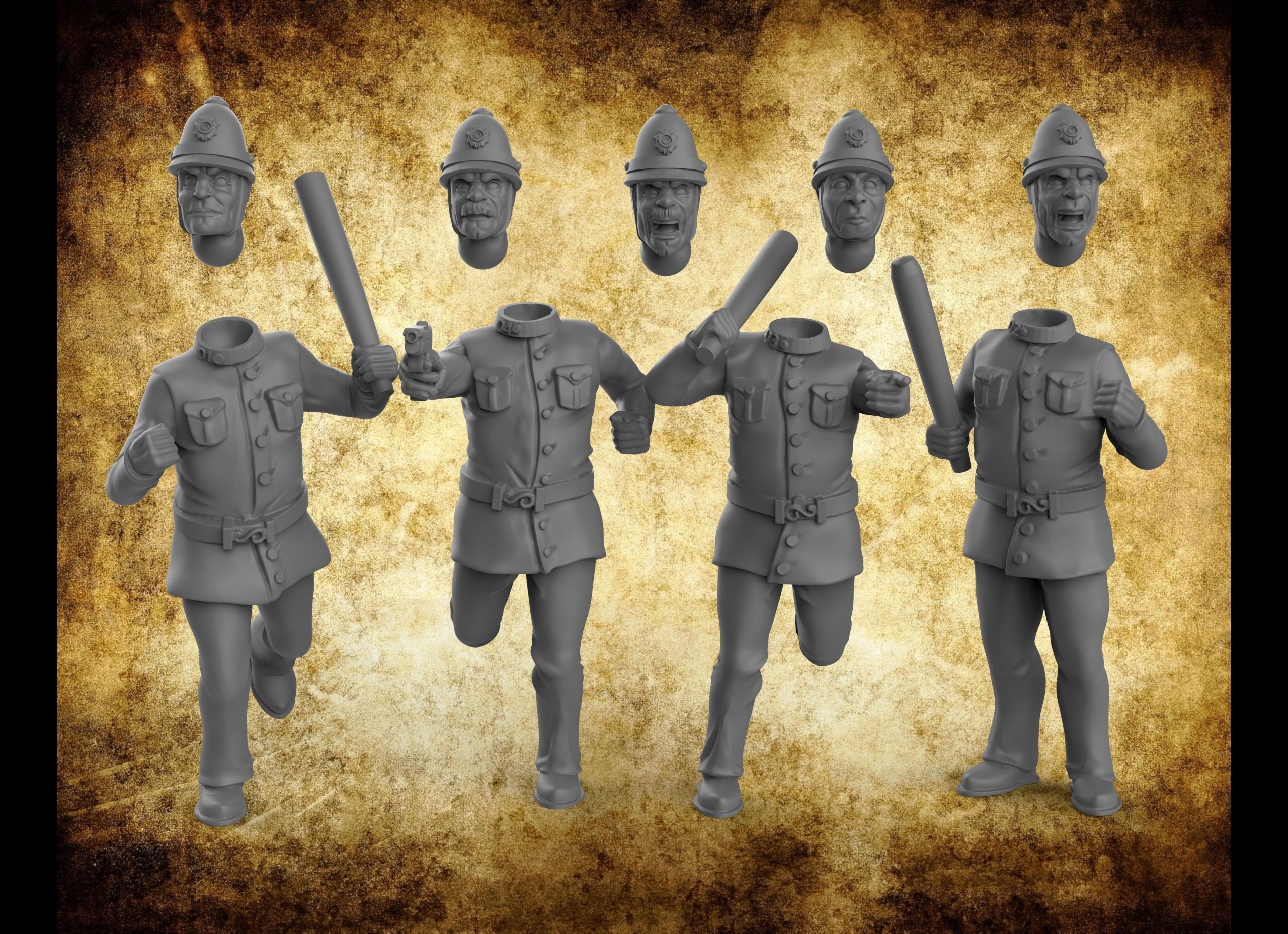Gangsters and Police interchangeable 3D print model_1