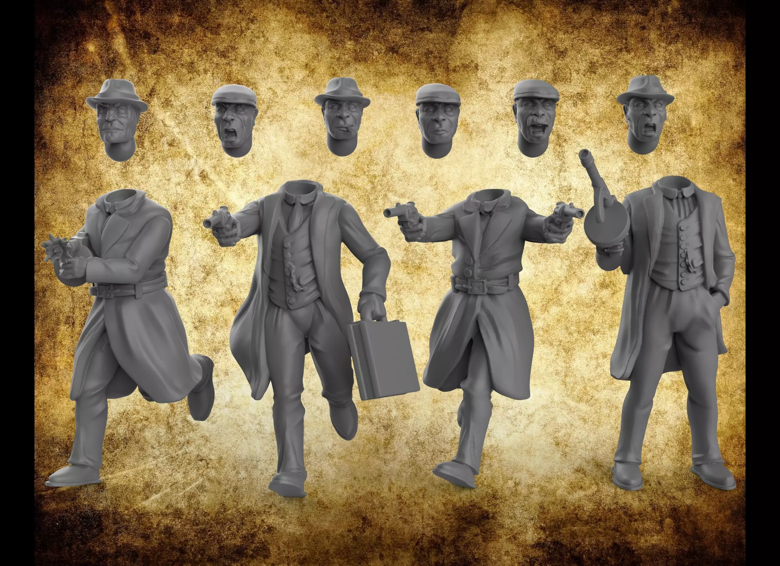Gangsters and Police interchangeable 3D print model_0