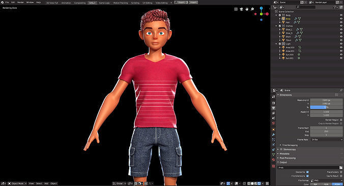 Stylized Character Boy - Dung - Blender Cycles And Eevee 3D model