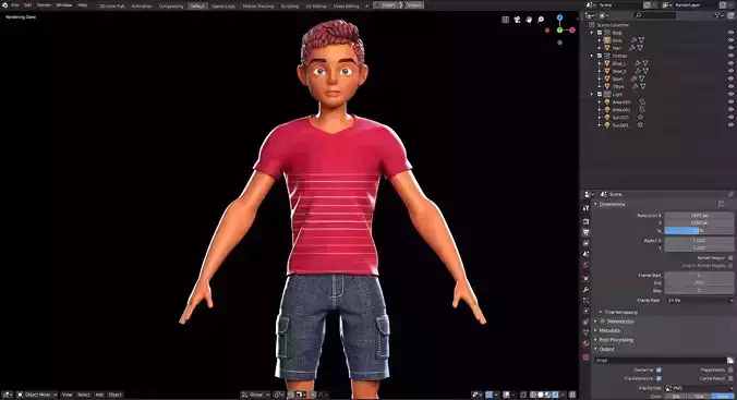 Stylized Character Boy - Dung - Blender Cycles And Eevee